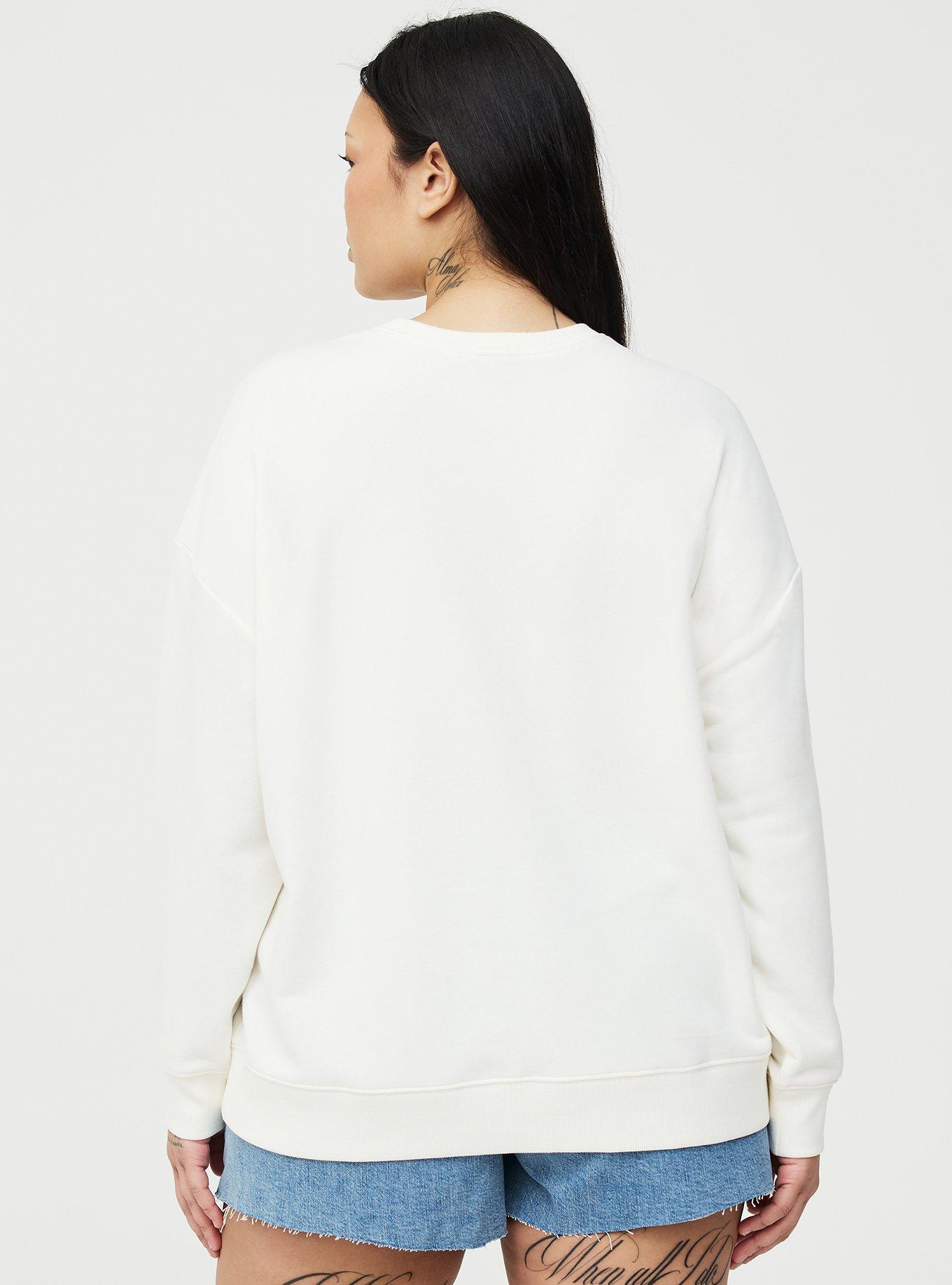 French Terry Drop Shoulder Relaxed Sweatshirt, STRAWBERRY BEADS WHISPER WHITE, alternate