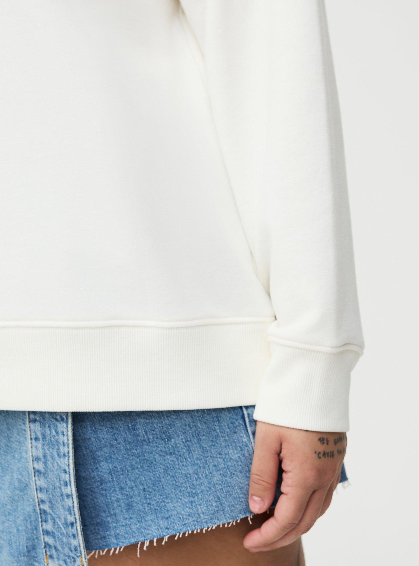 French Terry Drop Shoulder Relaxed Sweatshirt, STRAWBERRY BEADS WHISPER WHITE, alternate