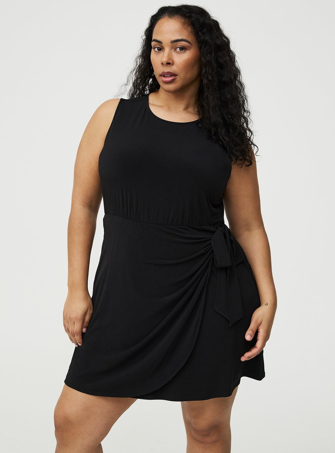 Wrap Crew Mini Dress, DEEP BLACK, alternate