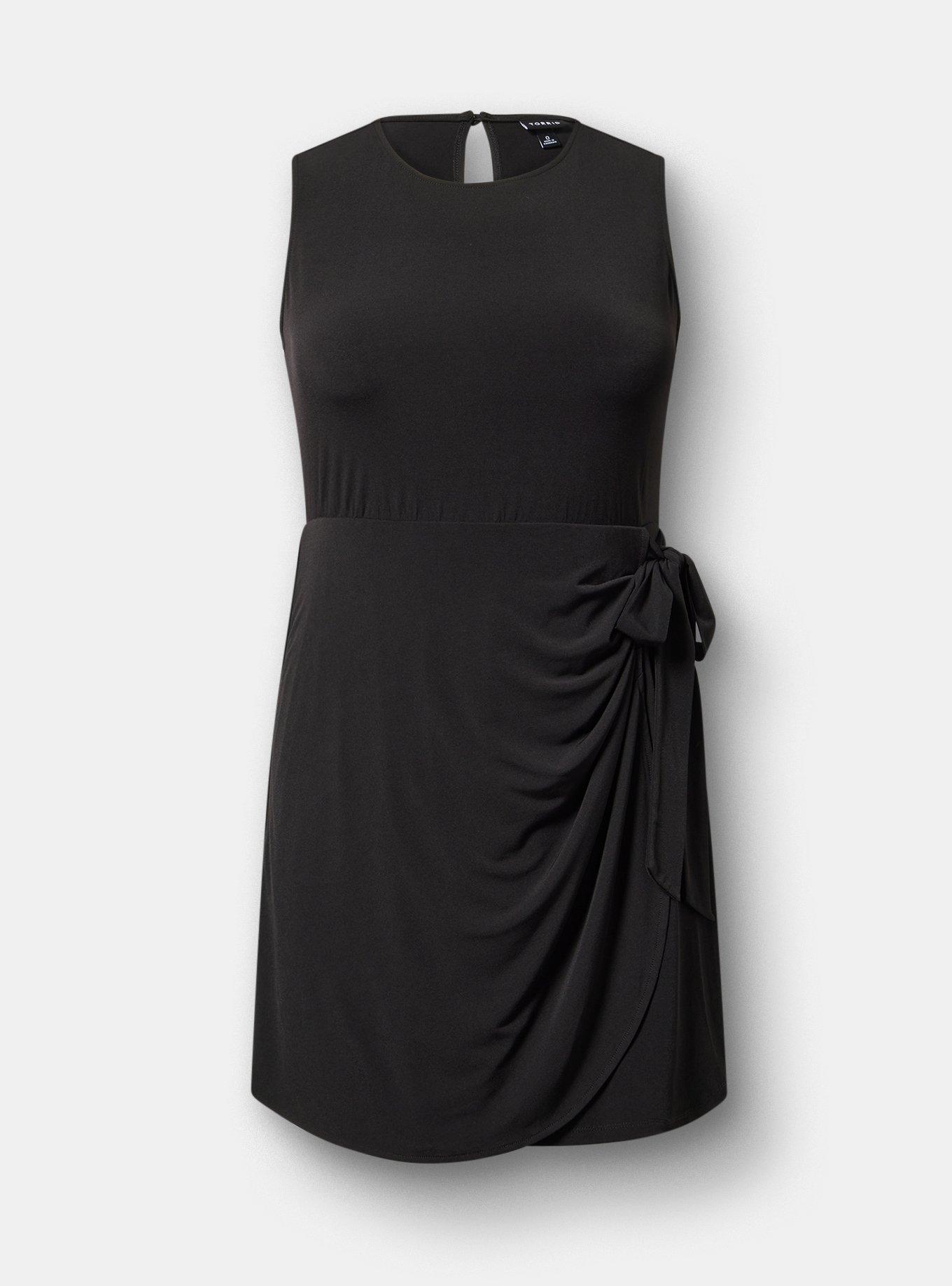 Wrap Crew Mini Dress, DEEP BLACK, hi-res