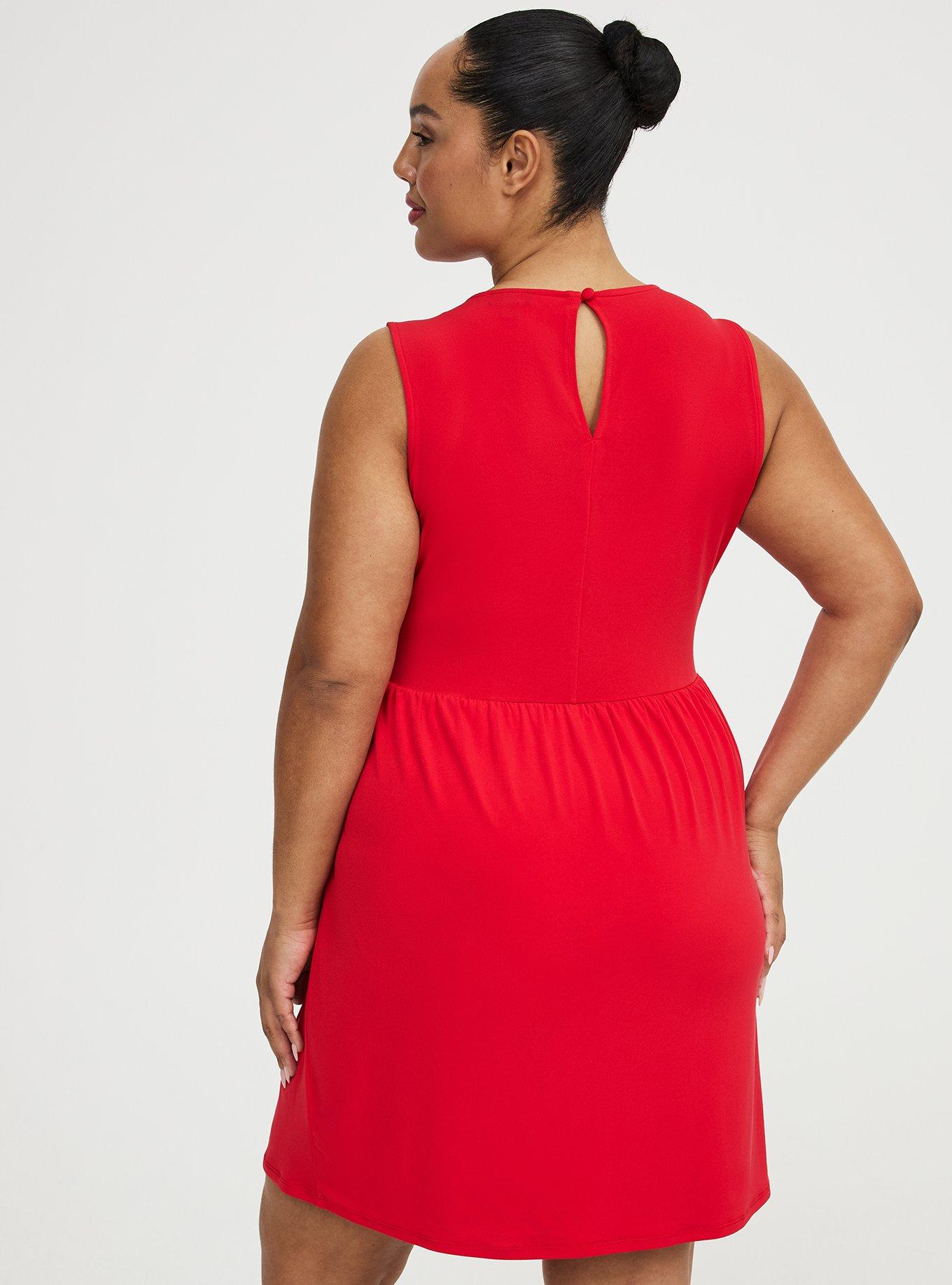 Wrap Crew Mini Dress, TRUE RED, alternate