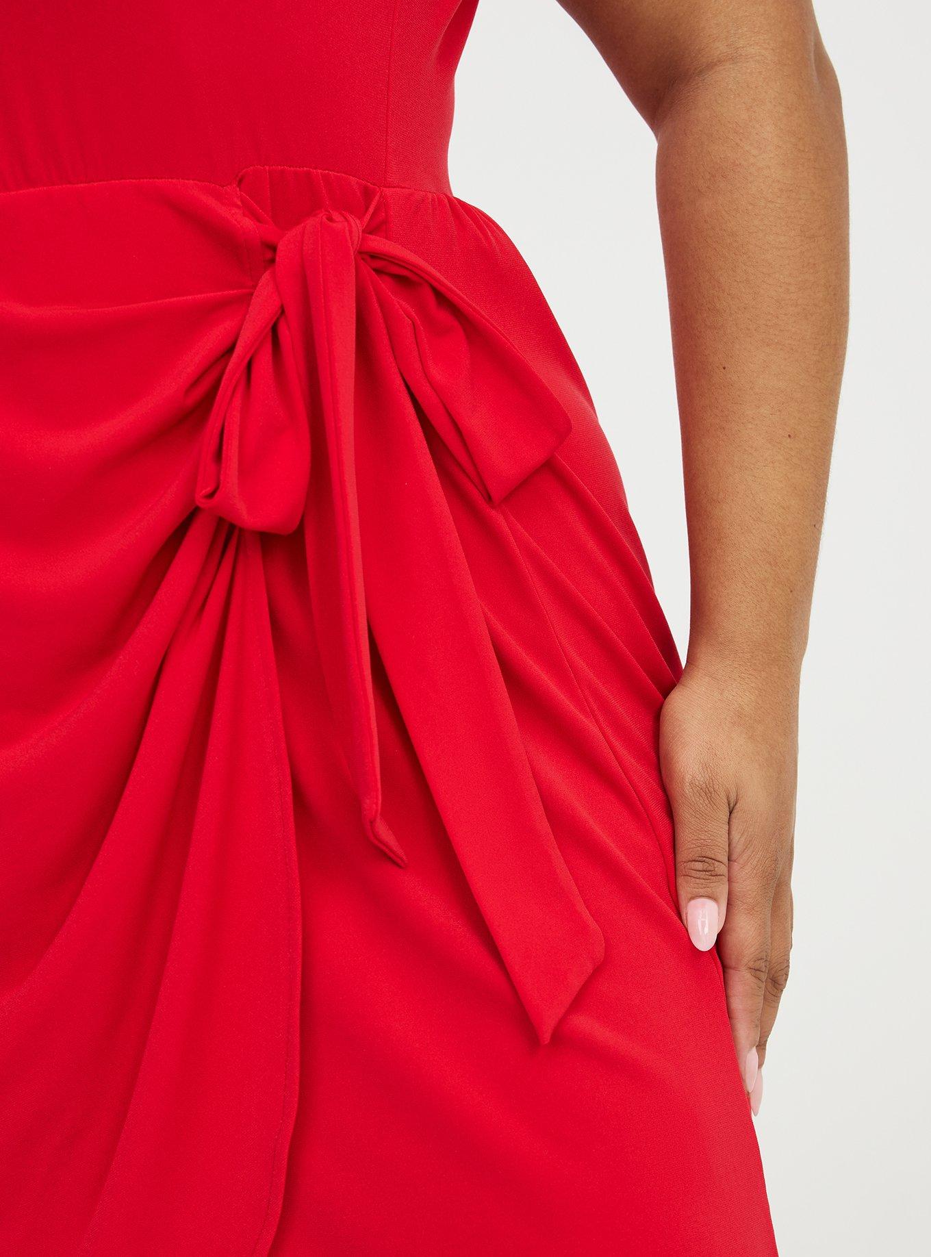 Wrap Crew Mini Dress, TRUE RED, alternate