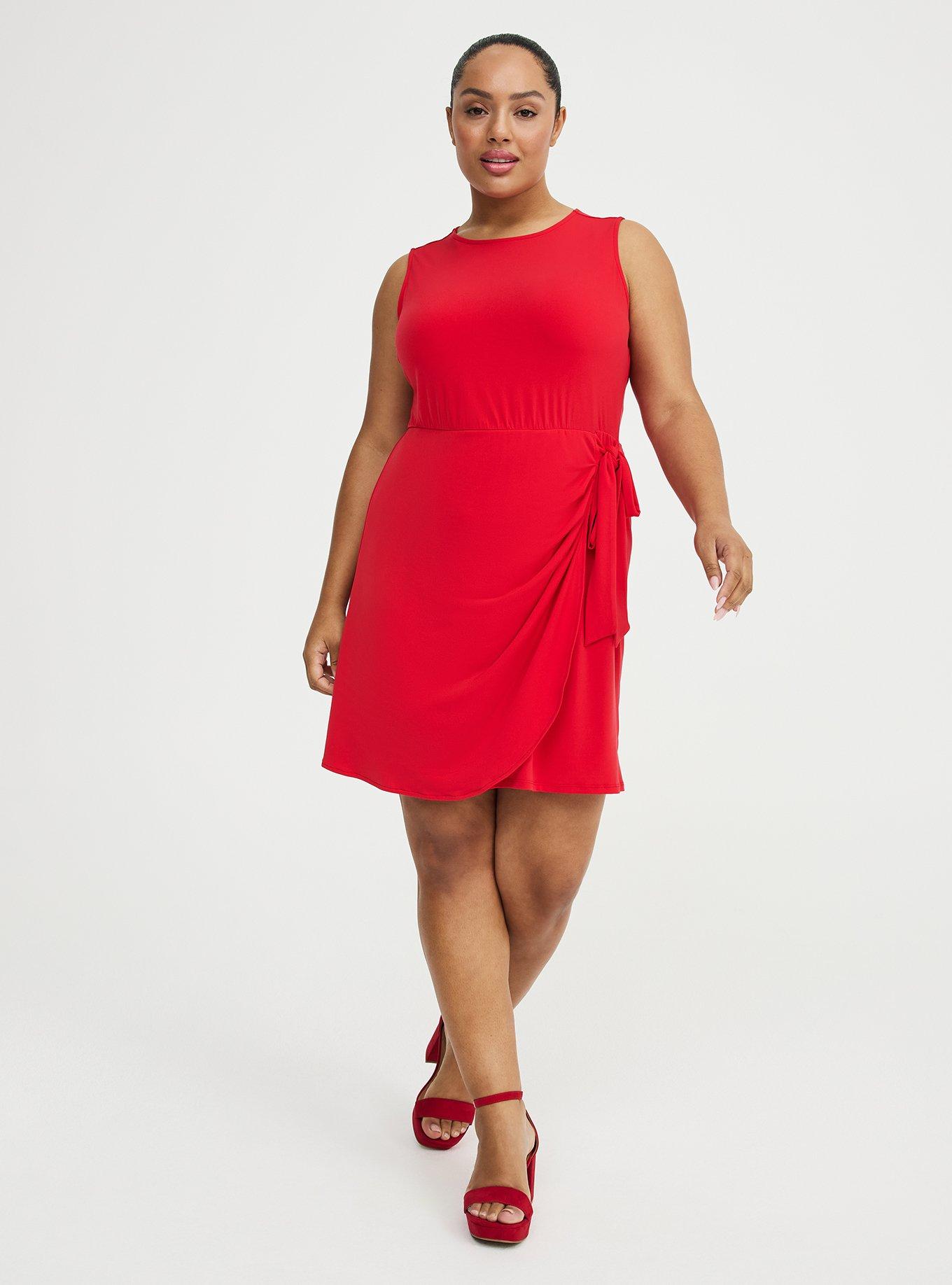 Wrap Crew Mini Dress, TRUE RED, alternate