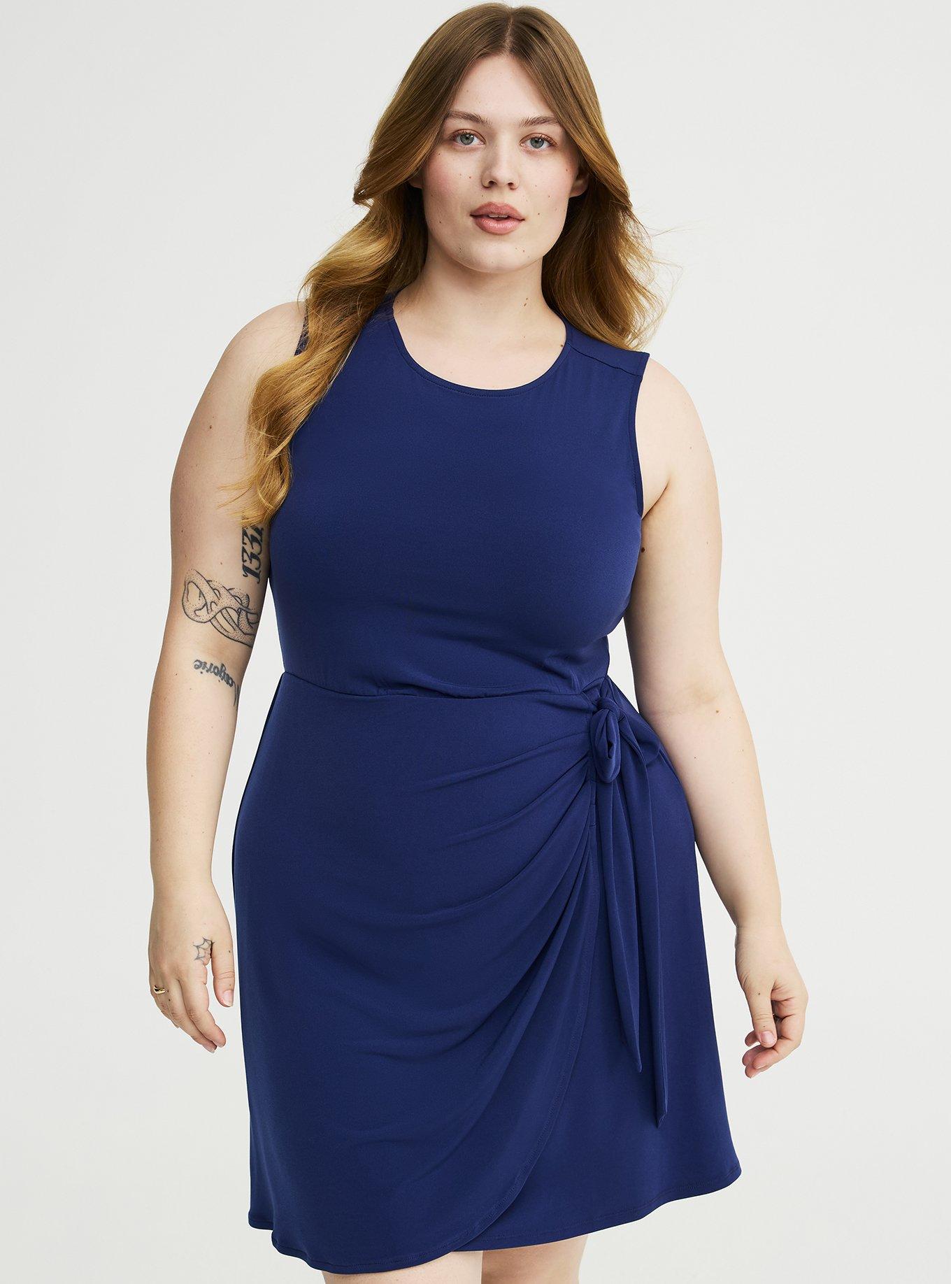 Wrap Crew Mini Dress, MEDIEVAL BLUE, hi-res