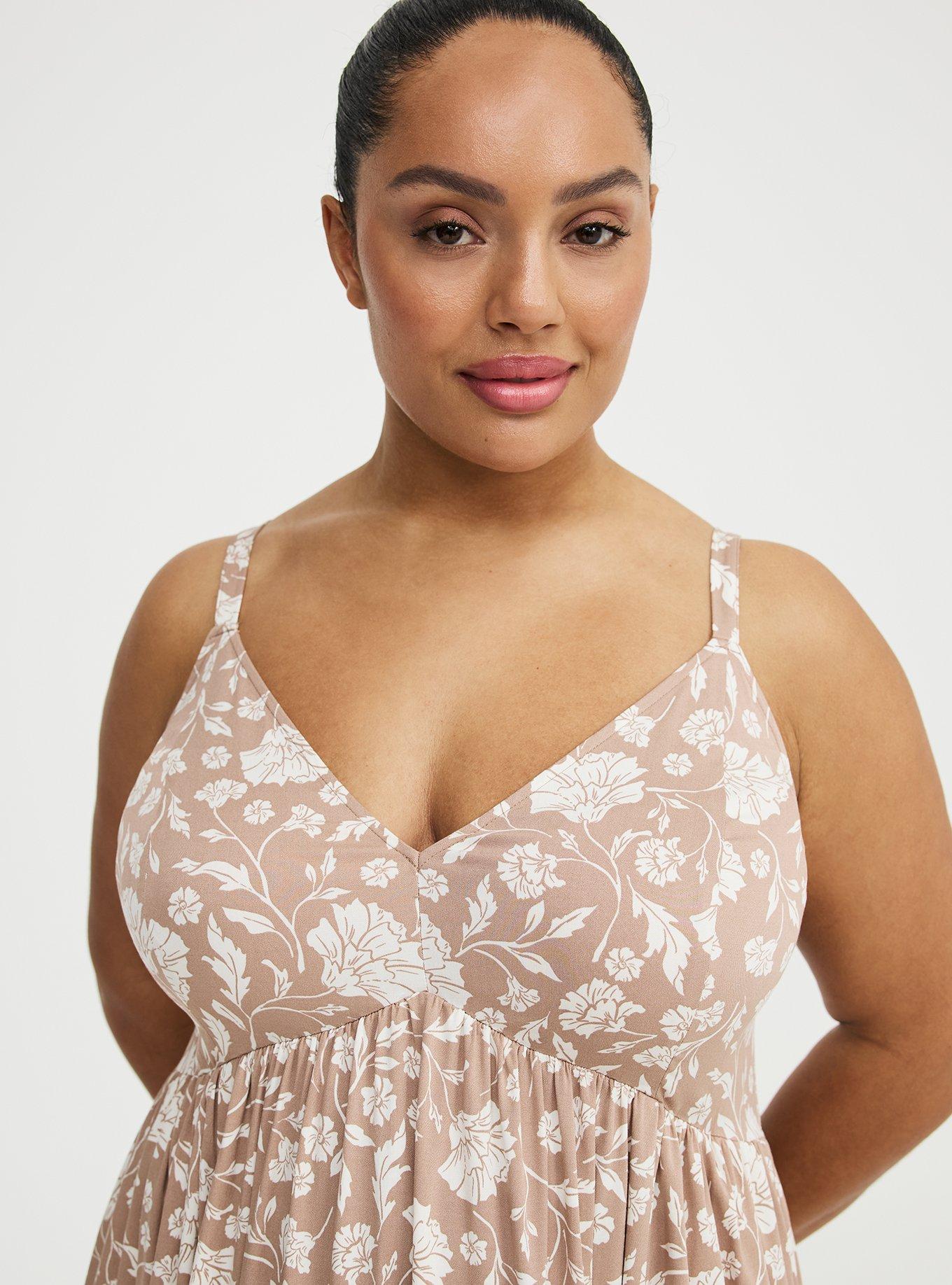 V-Neck Tea Length Dress, MOBY FLORALS ALMONDINE, alternate