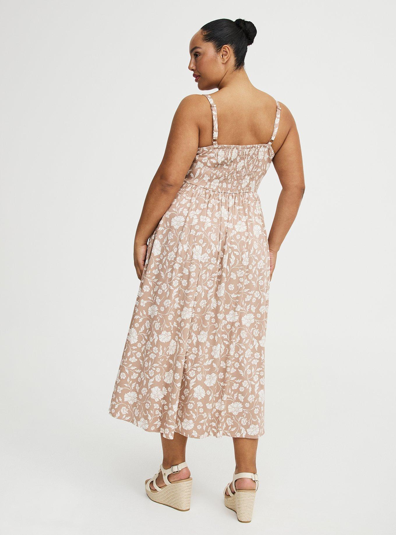 V-Neck Tea Length Dress, MOBY FLORALS ALMONDINE, alternate