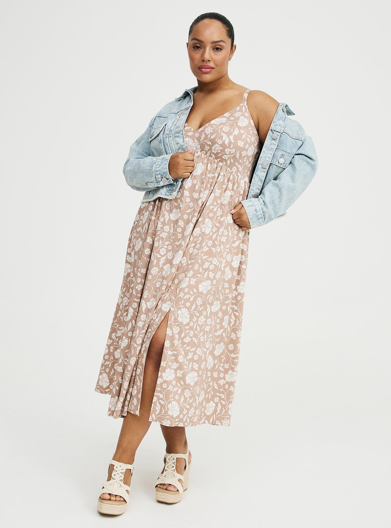 V-Neck Tea Length Dress, MOBY FLORALS ALMONDINE, alternate