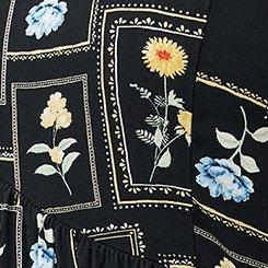 V-Neck Tea Length Dress, FRAMED BOTANICS BLACK, swatch