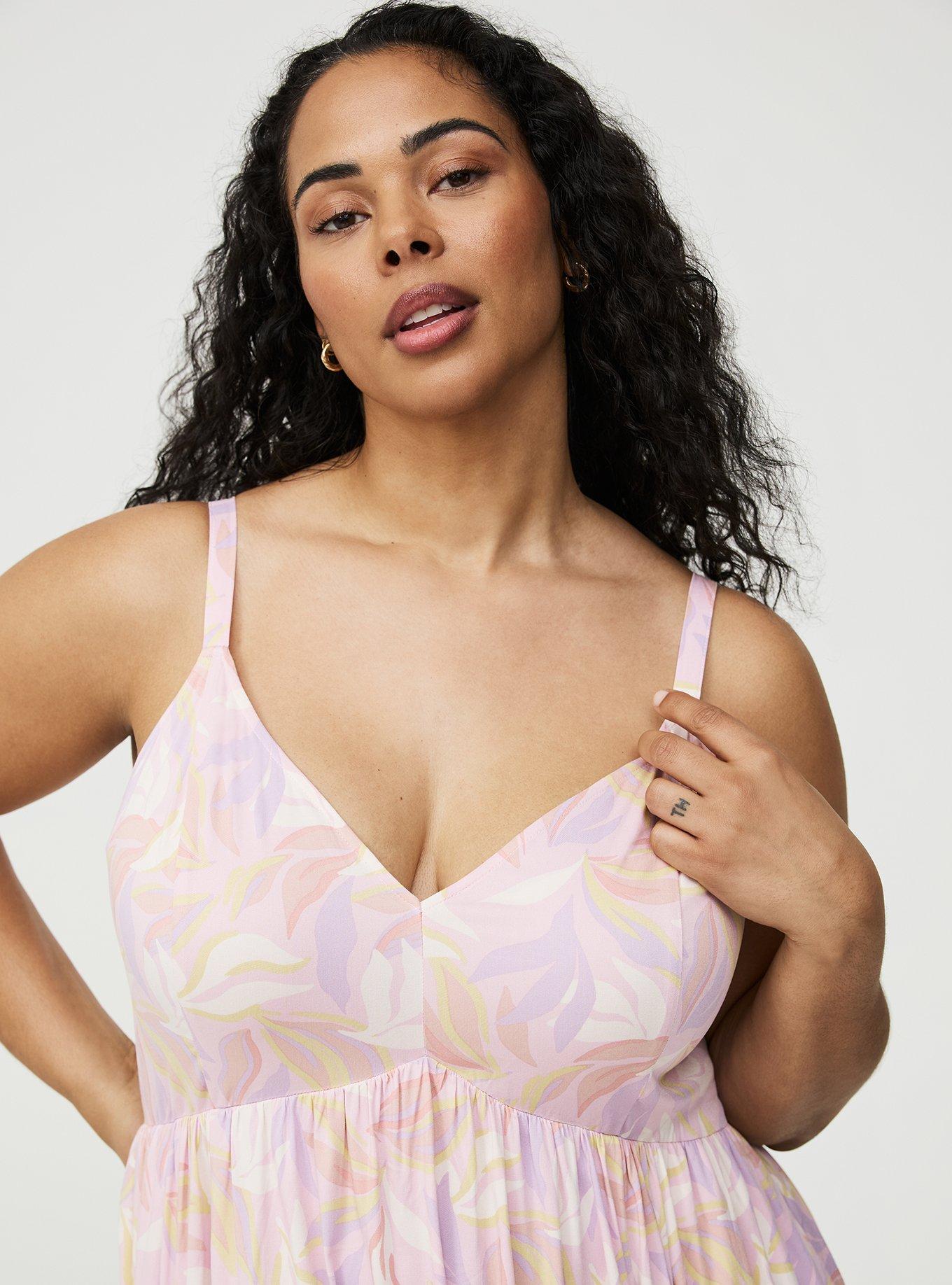 V-Neck Tea Length Dress, SWAYING LEAVES MULTI, alternate