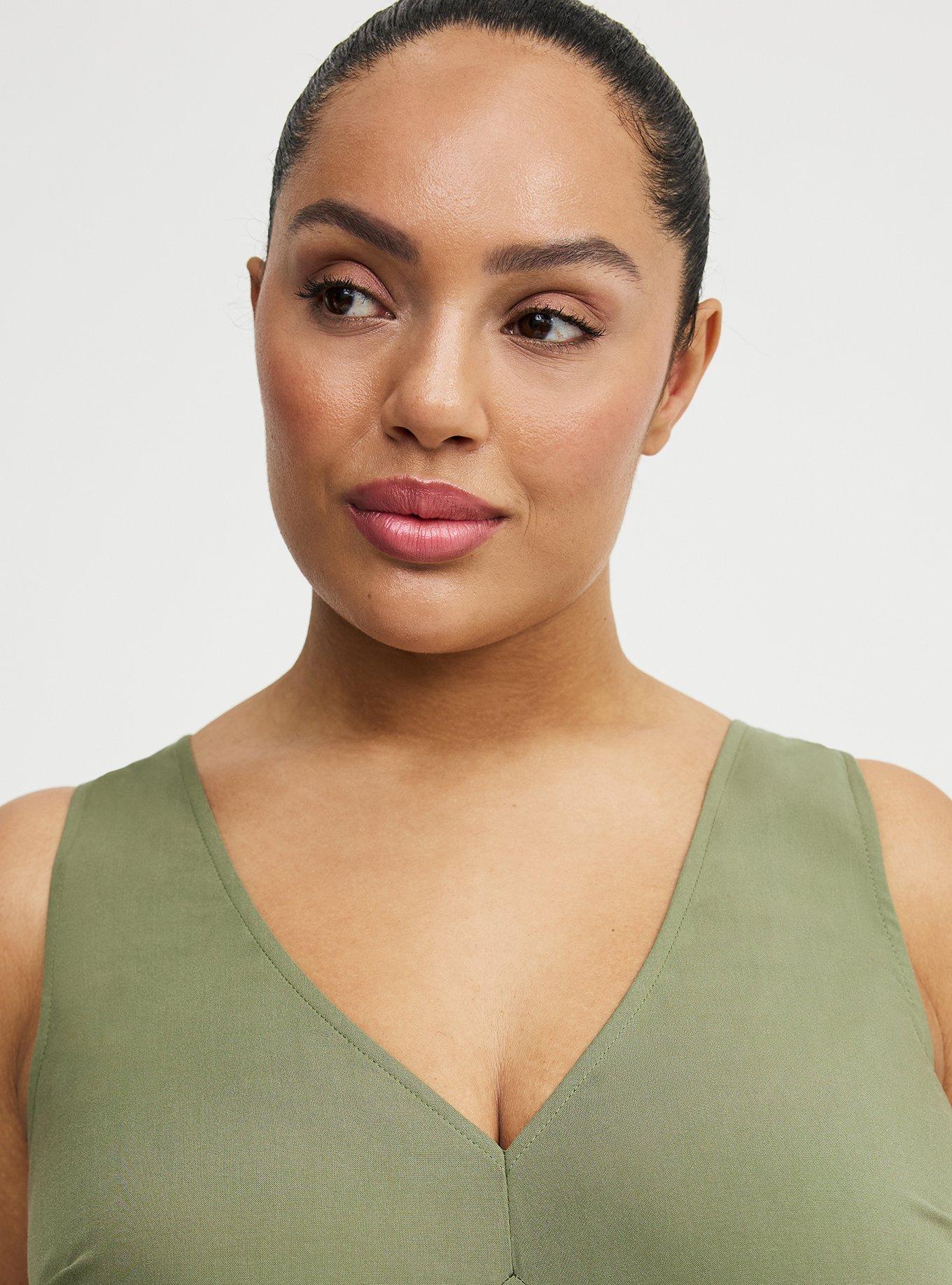 V-Neck Mini Dress, OLIVINE, alternate