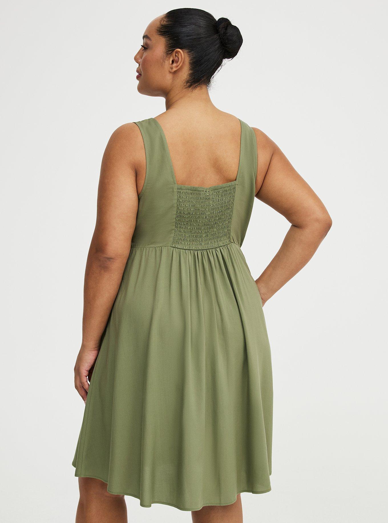 V-Neck Mini Dress, OLIVINE, alternate