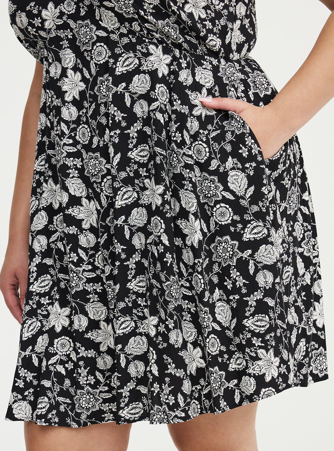 V-Neck Mini Dress, TRACY BANDANA BLACK, alternate