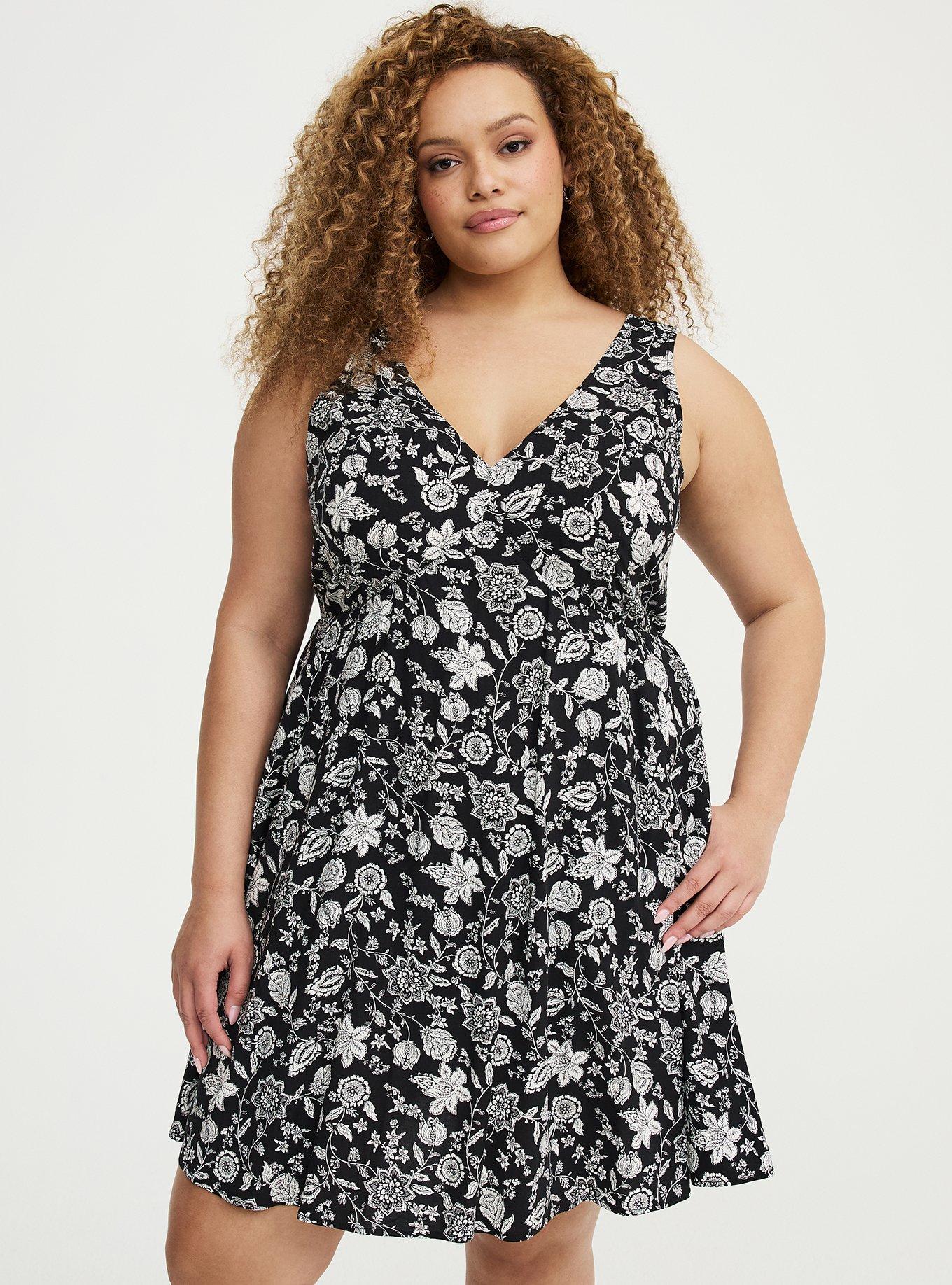 V-Neck Mini Dress, TRACY BANDANA BLACK, hi-res