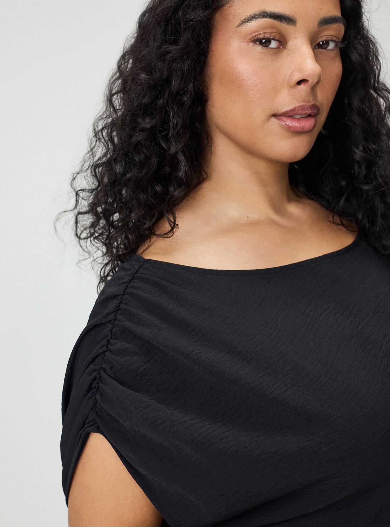 Off-Shoulder Top, DEEP BLACK, alternate