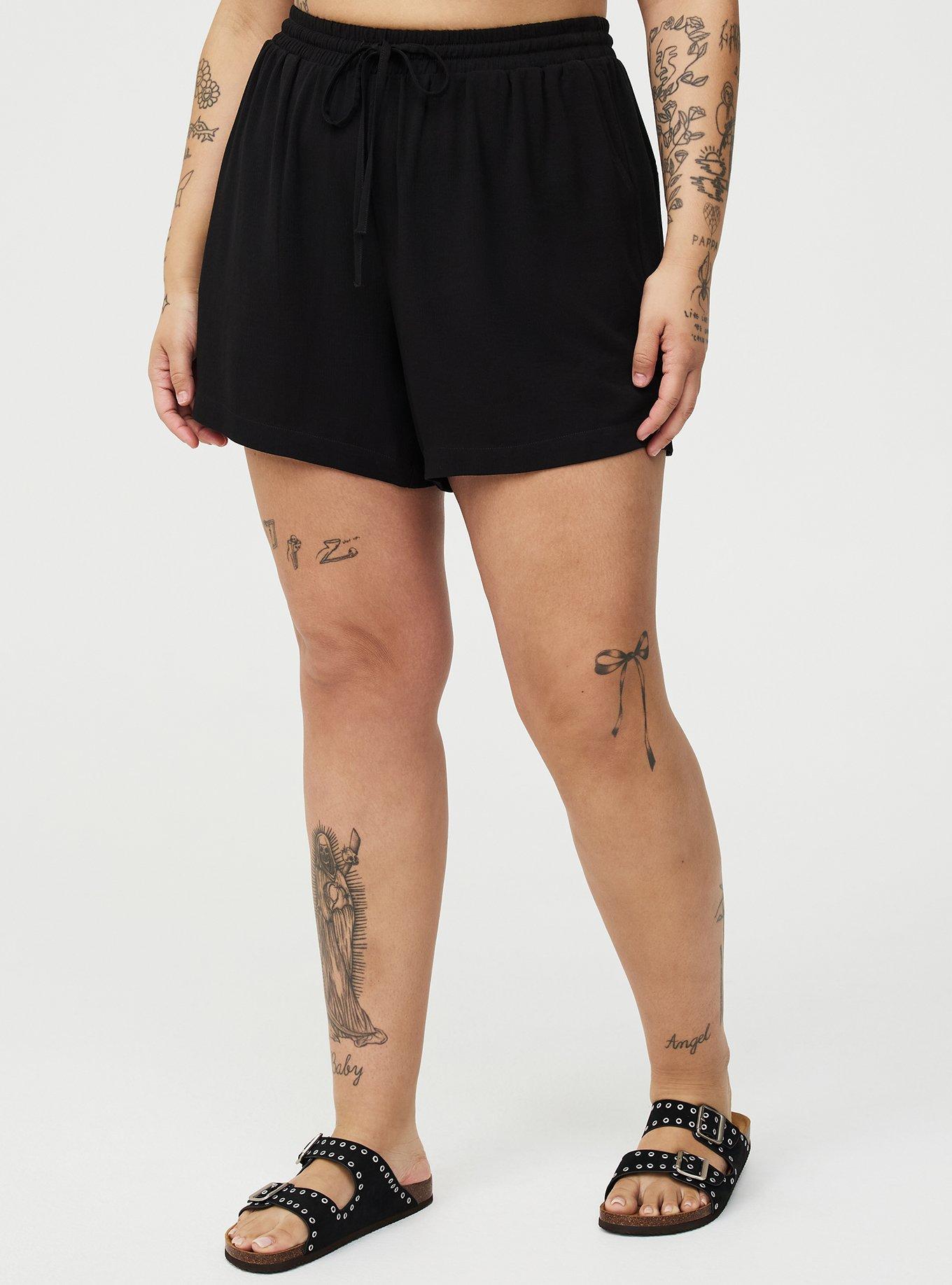 Pull On Gauze High Rise Short, DEEP BLACK, alternate