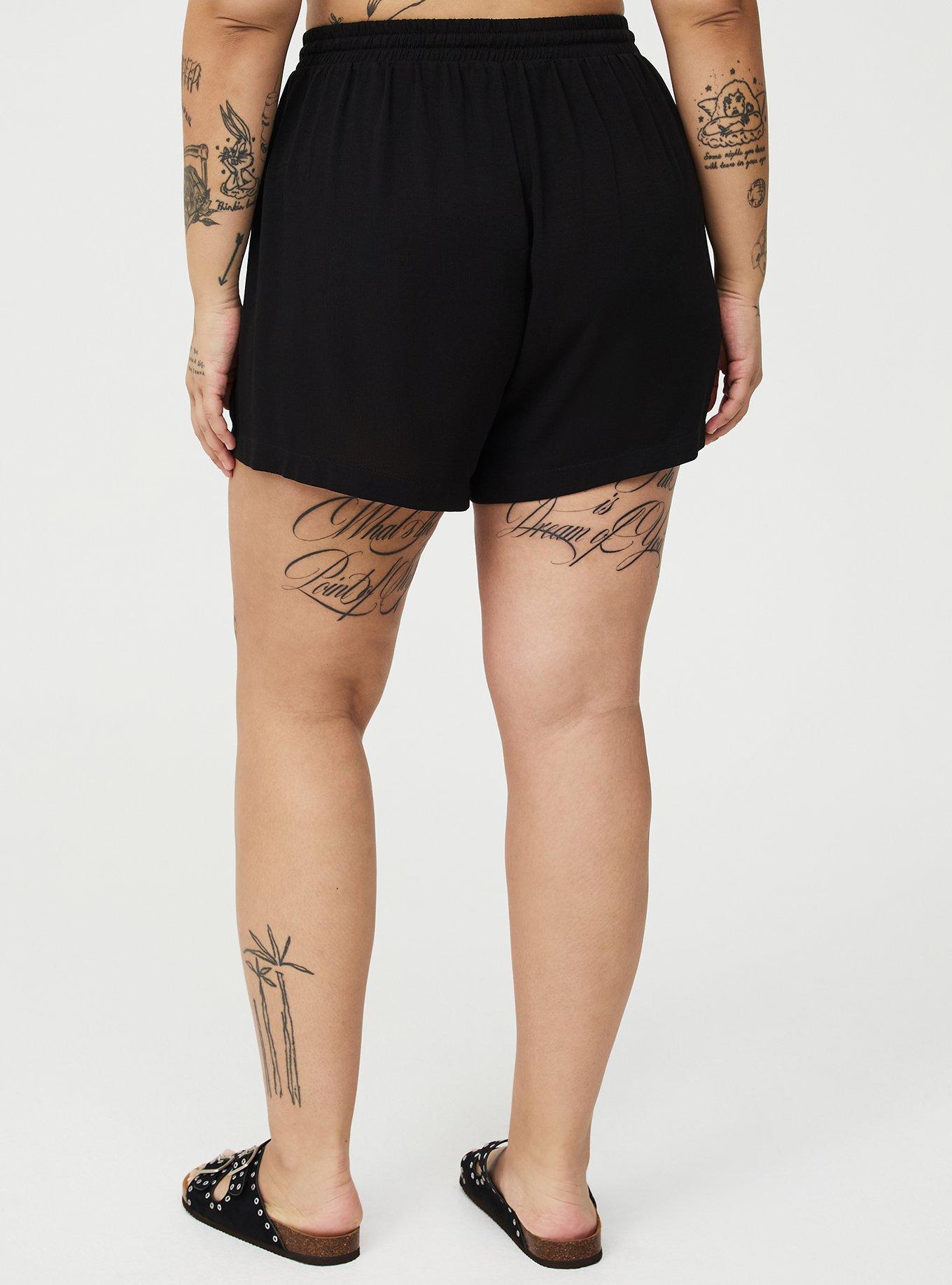 Pull On Gauze High Rise Short, DEEP BLACK, alternate