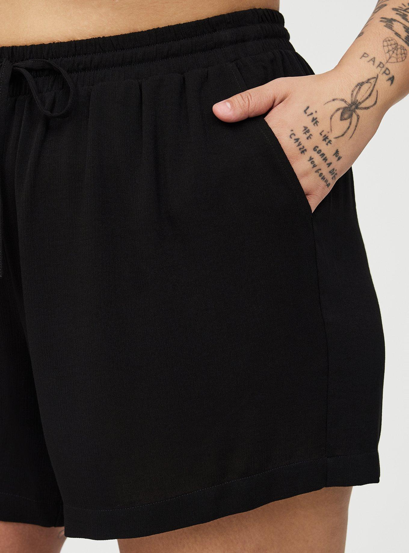 Pull On Gauze High Rise Short, DEEP BLACK, alternate