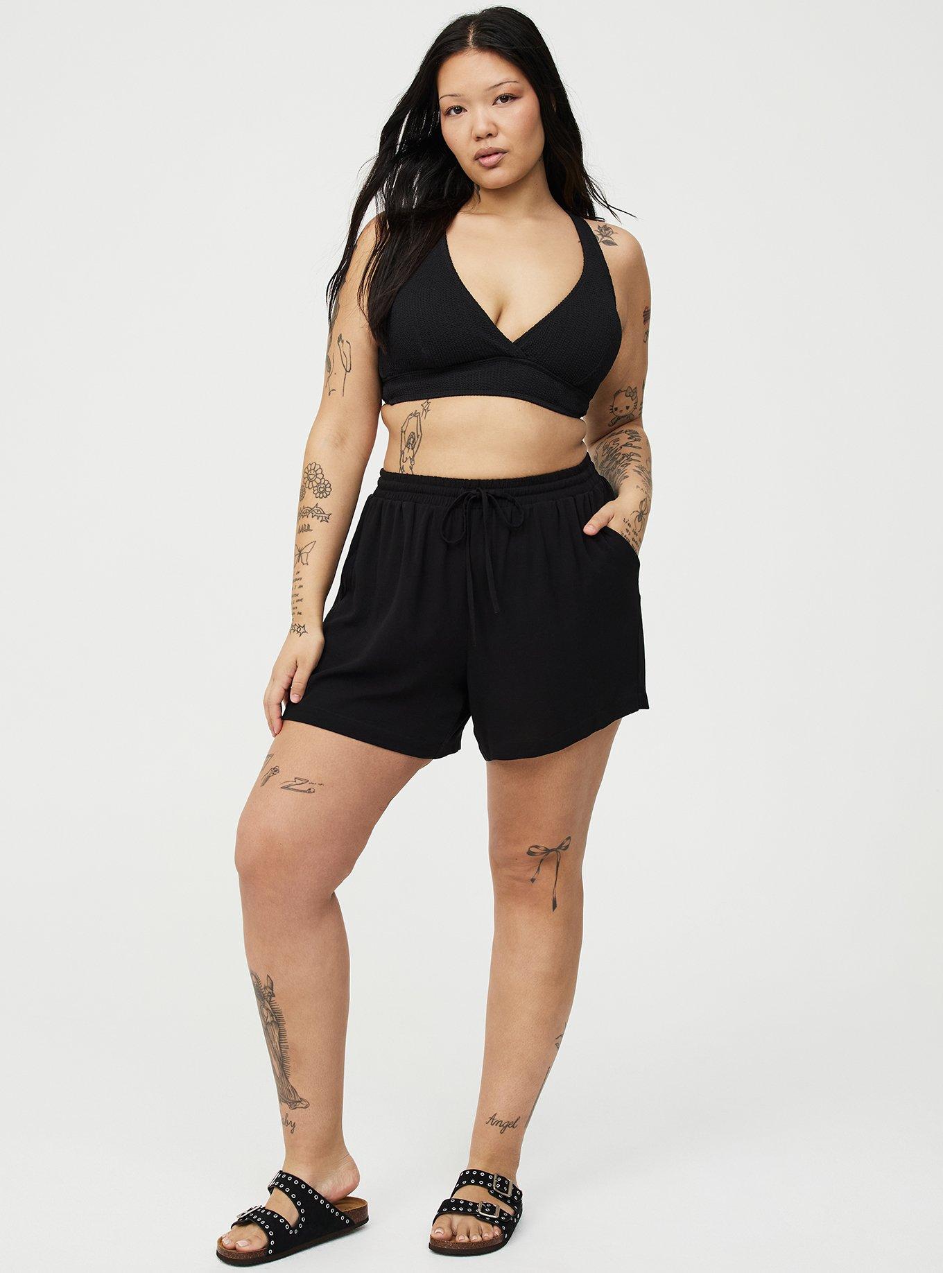 Pull On Gauze High Rise Short, DEEP BLACK, alternate