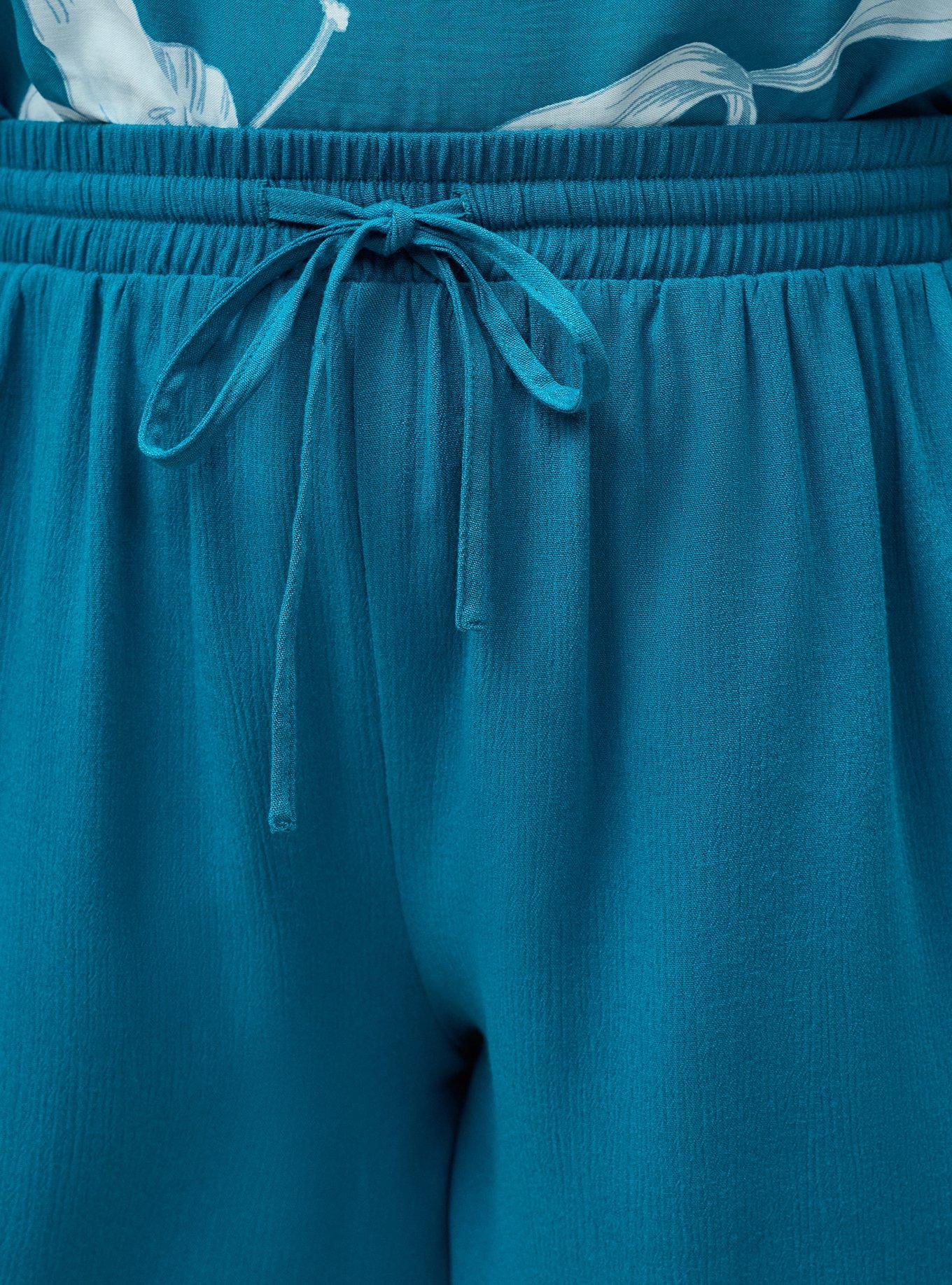 Plus Size Pull-On Gauze High-Rise Short, OCEAN DEPTHS, alternate
