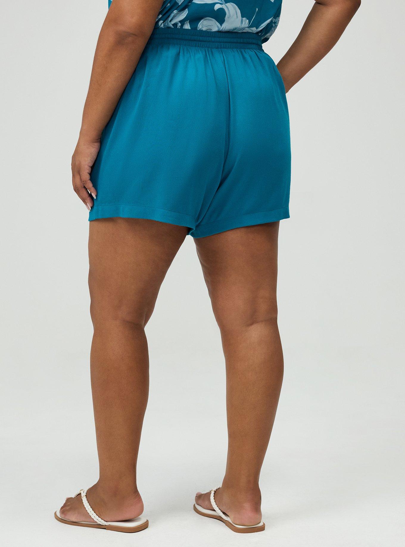 Plus Size Pull-On Gauze High-Rise Short, OCEAN DEPTHS, alternate