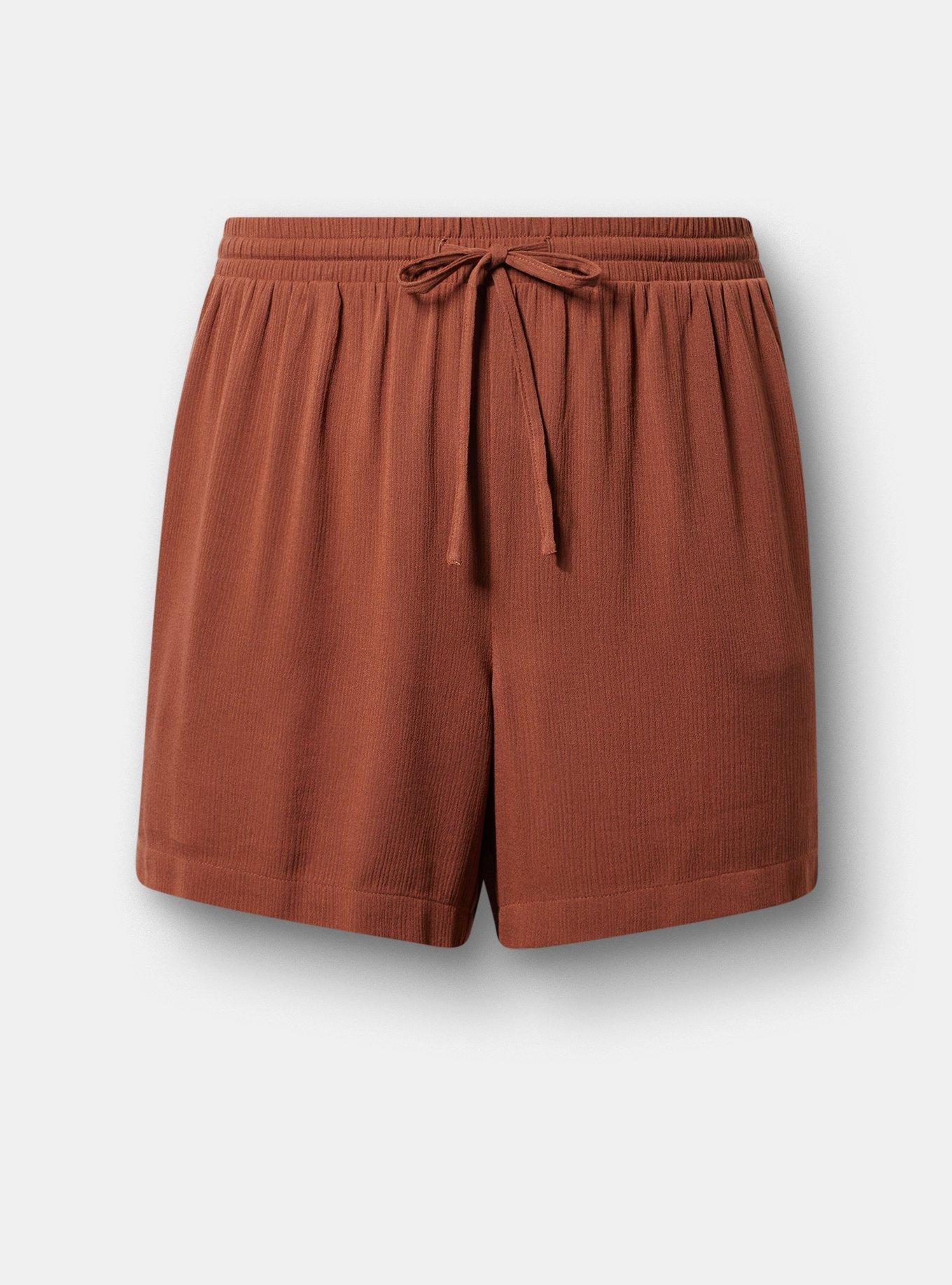 Pull On Gauze High Rise Short, CAPPUCCINO, hi-res