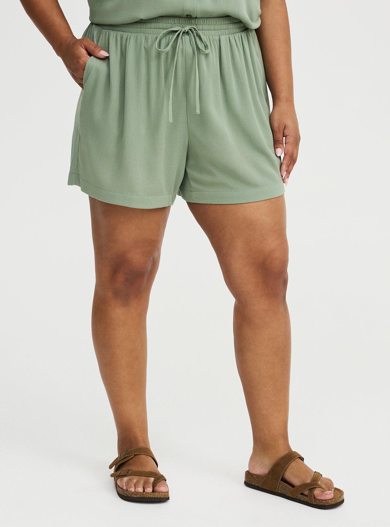 Pull On Gauze High Rise Short, HEDGE GREEN, alternate