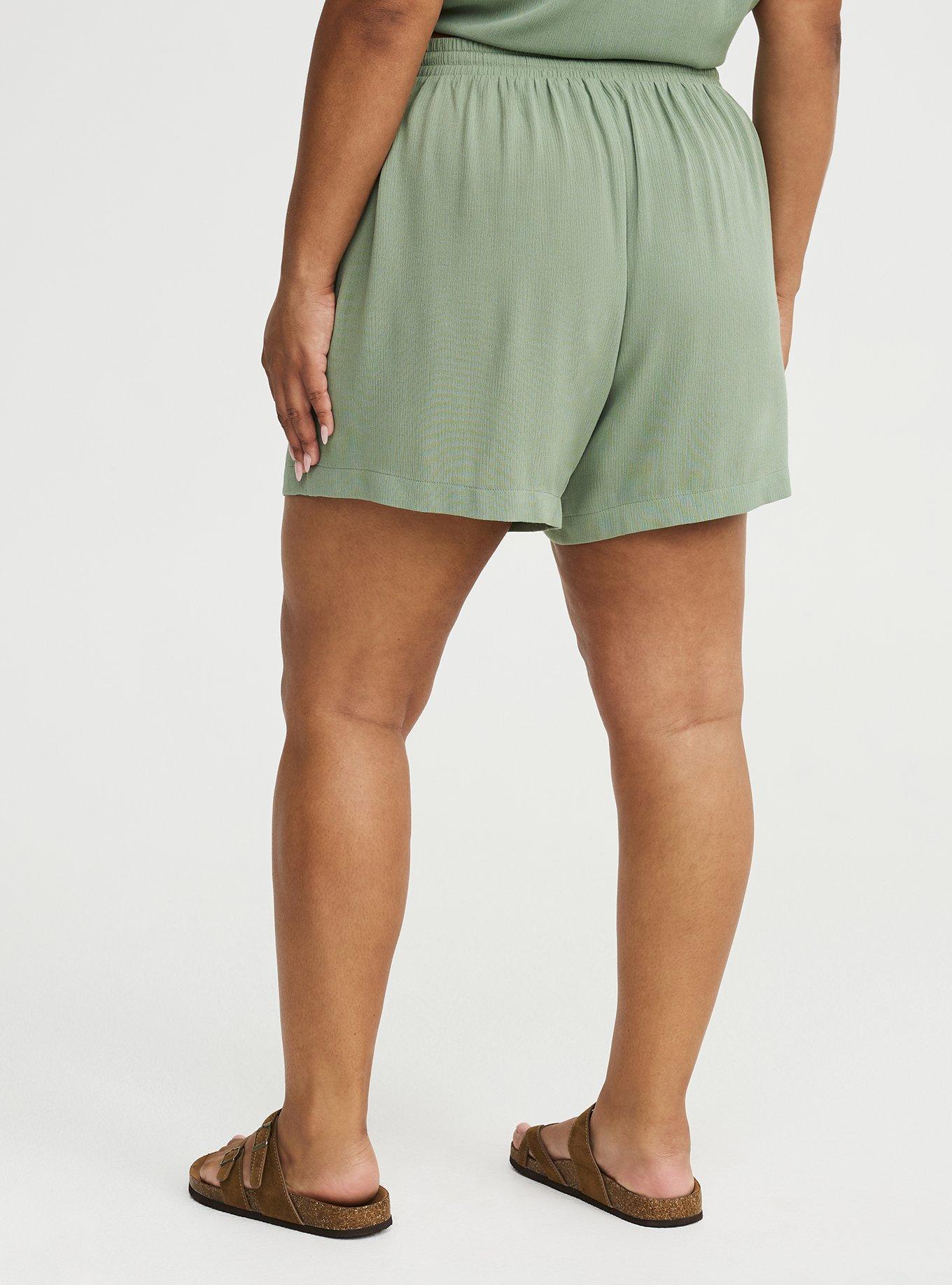 Pull On Gauze High Rise Short, HEDGE GREEN, alternate