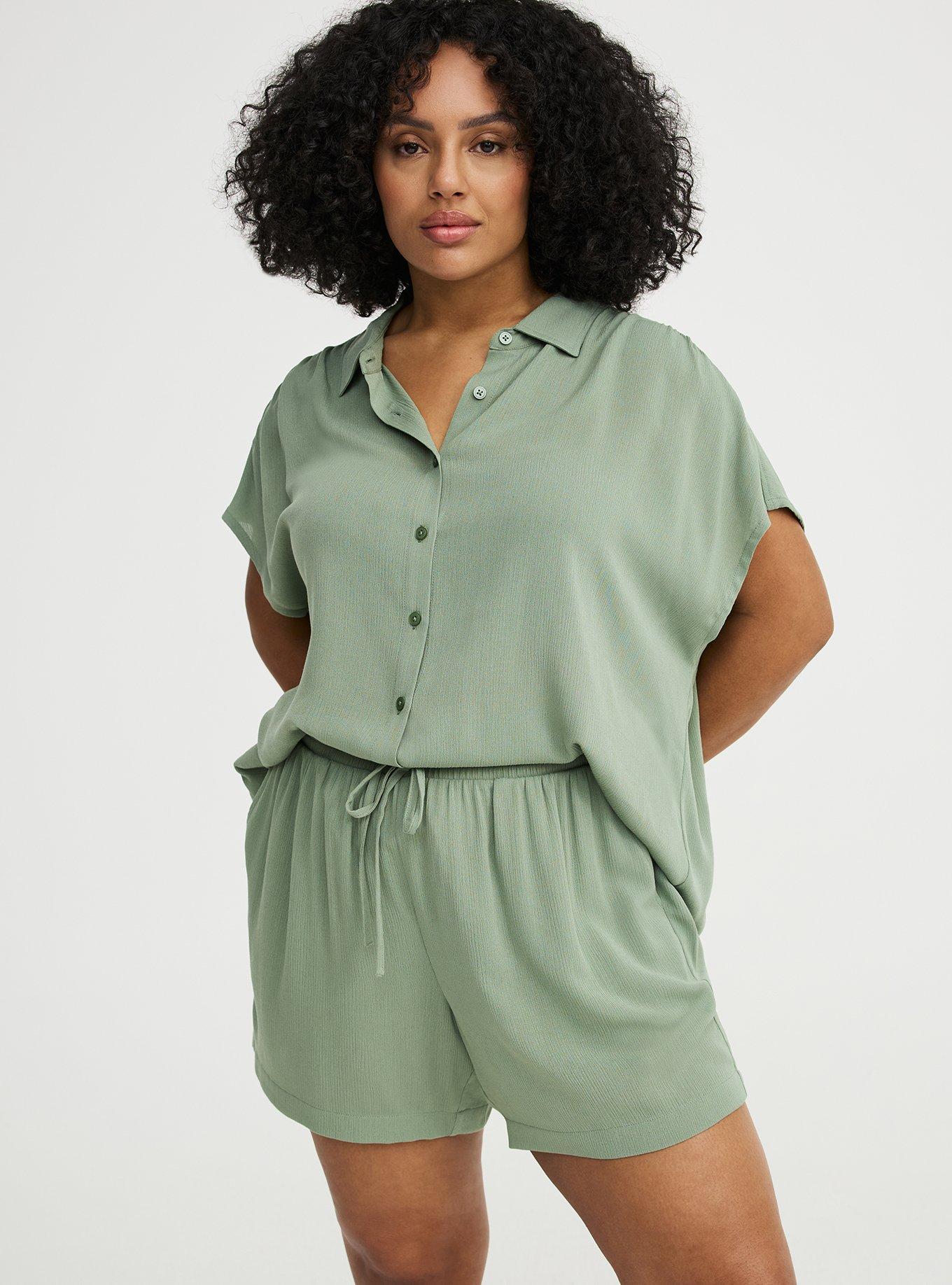 Pull On Gauze High Rise Short, HEDGE GREEN, alternate