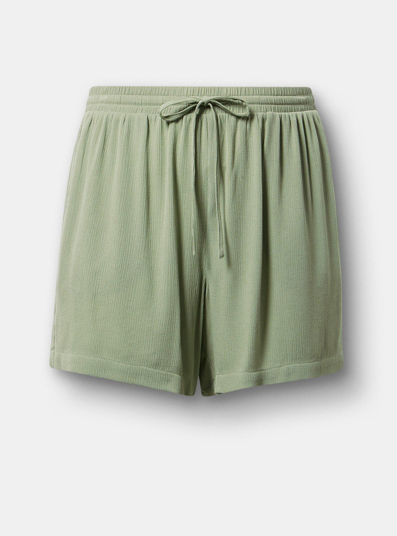 Pull On Gauze High Rise Short, HEDGE GREEN, hi-res