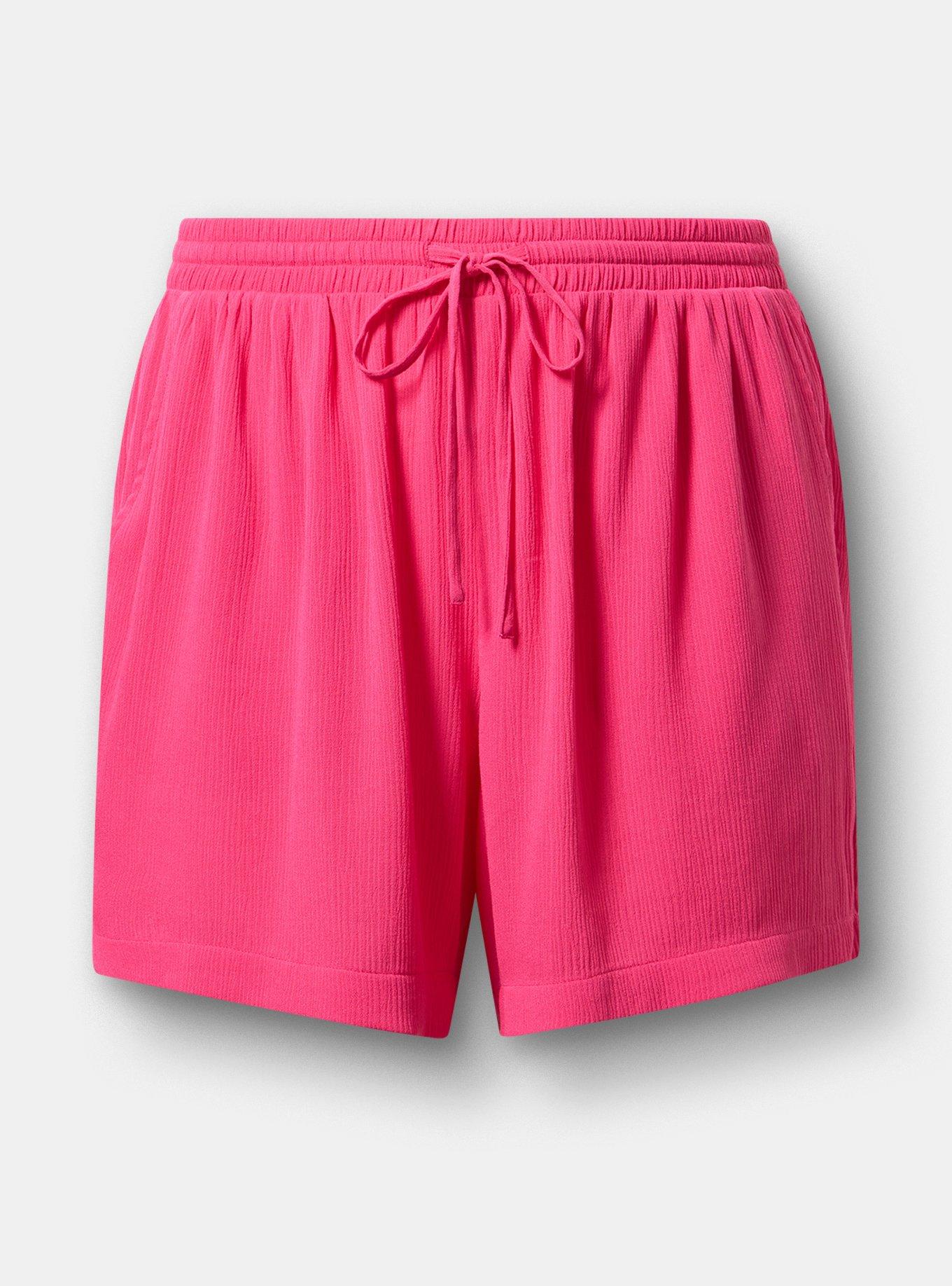 Pull-On Gauze High-Rise Short, BEETROOT PURPLE, flat