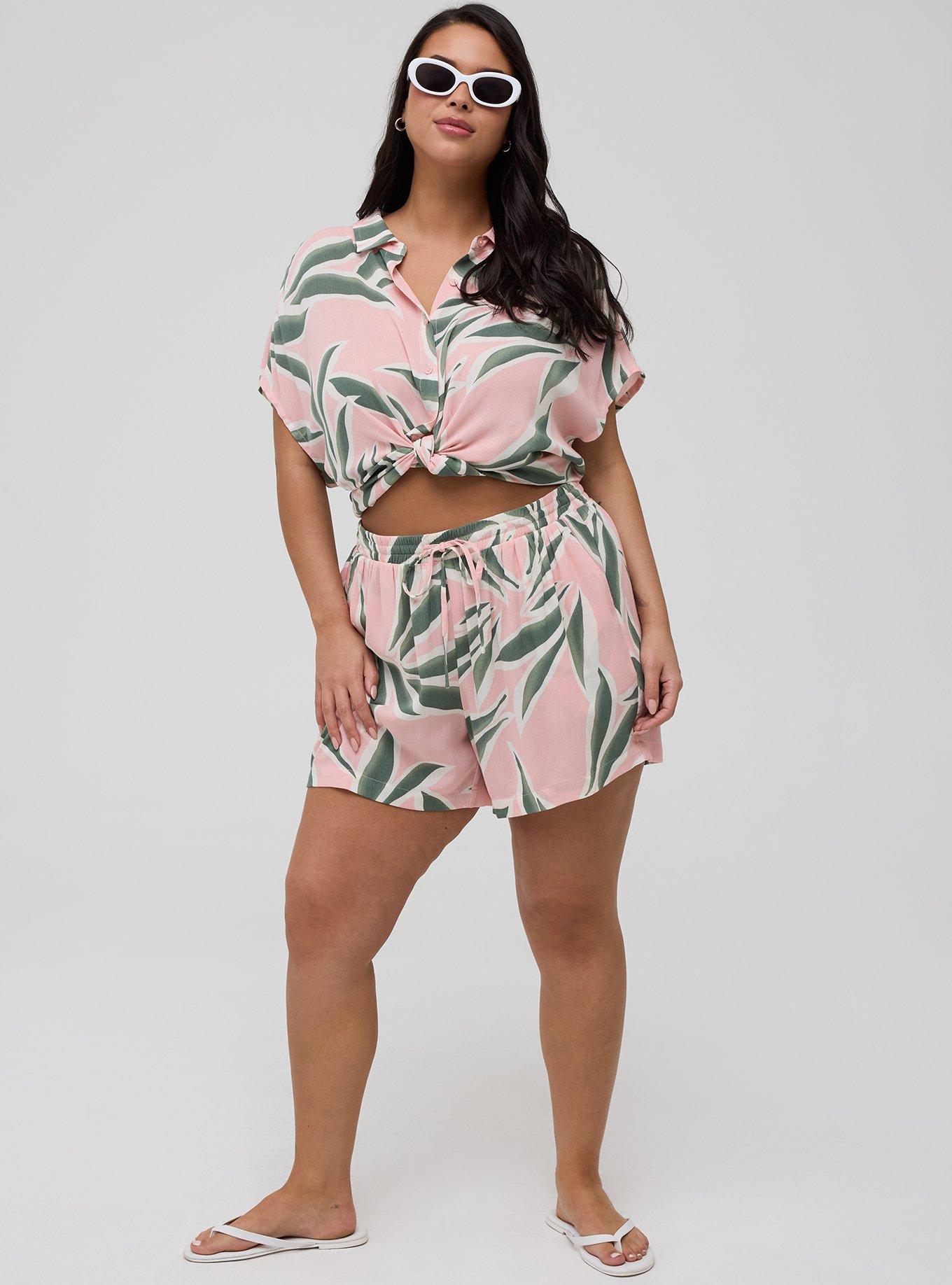 Pull On Gauze High Rise Short, BREEZY PALMS PINK, alternate