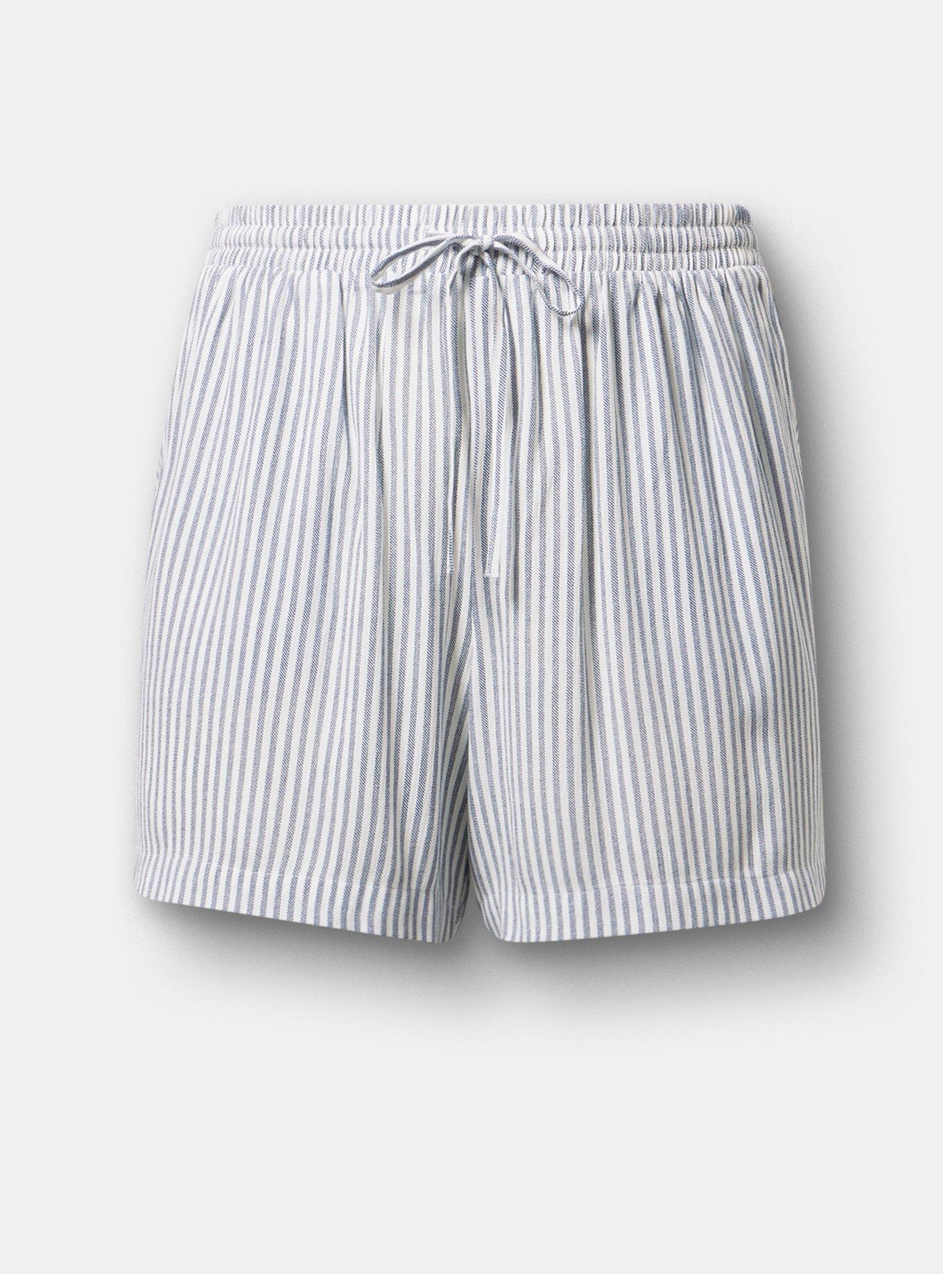 Pull On Gauze High Rise Short, PORTER STRIPE NAVY, hi-res