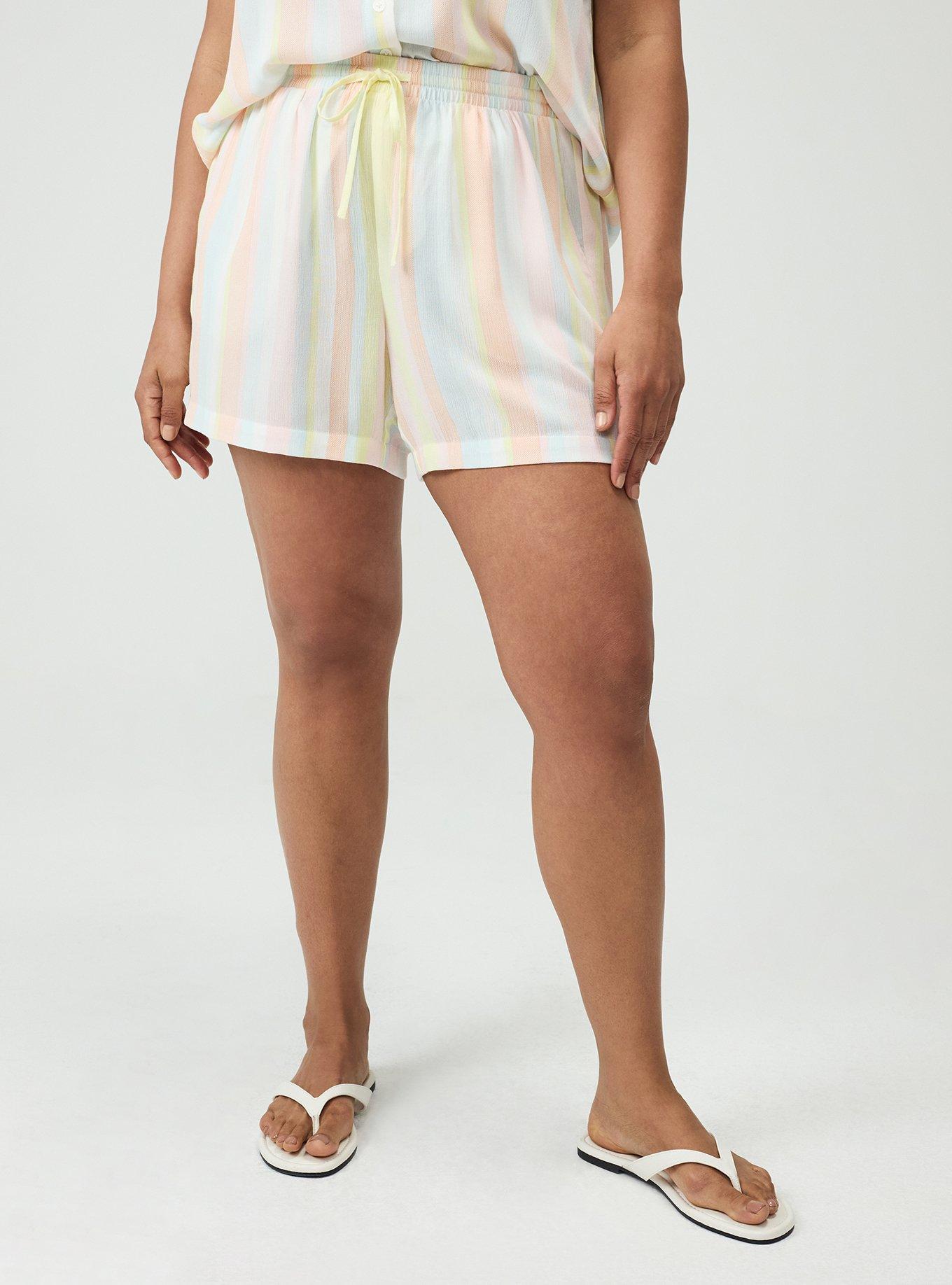 Pull-On Gauze High-Rise Short, POLLY STRIPE MULTI, alternate