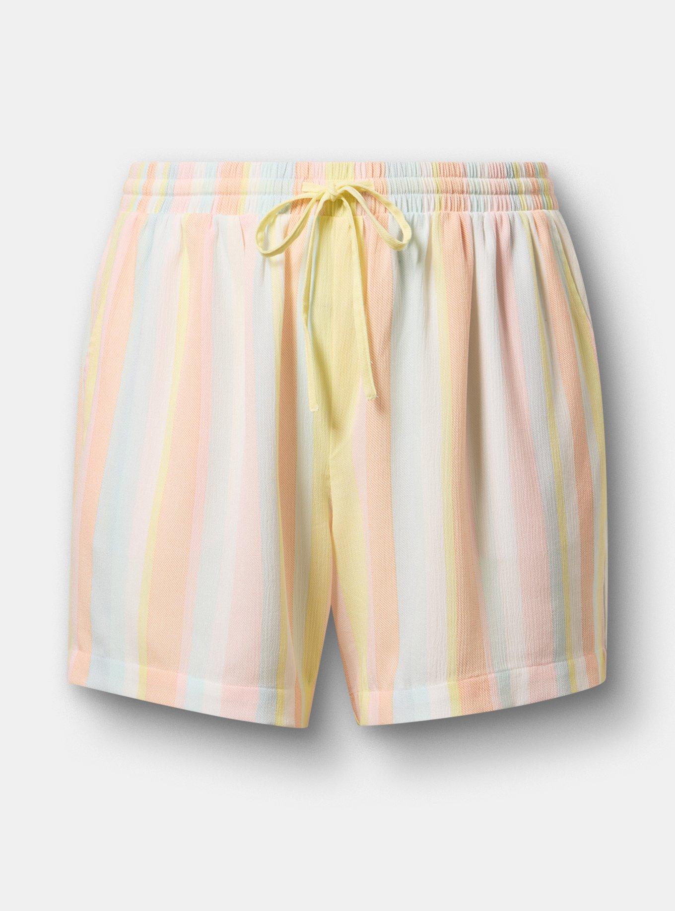 Pull-On Gauze High-Rise Short, POLLY STRIPE MULTI, hi-res