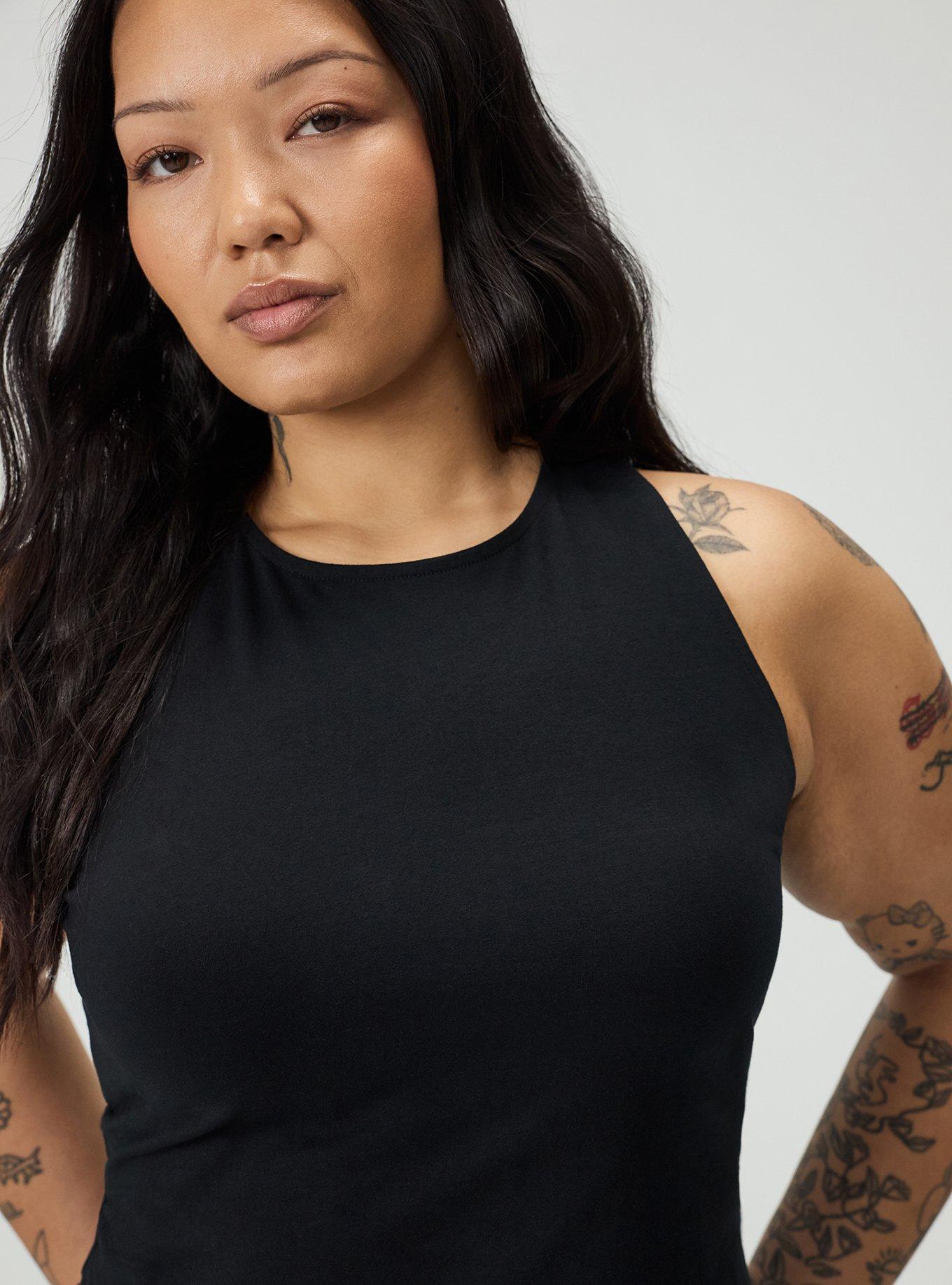 Foxy High Neck Lace-Up Tank, DEEP BLACK, alternate