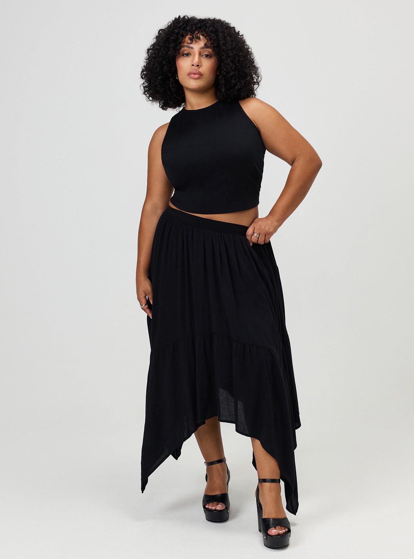 Plus Size Foxy High Neck Lace-Up Tank, DEEP BLACK, alternate