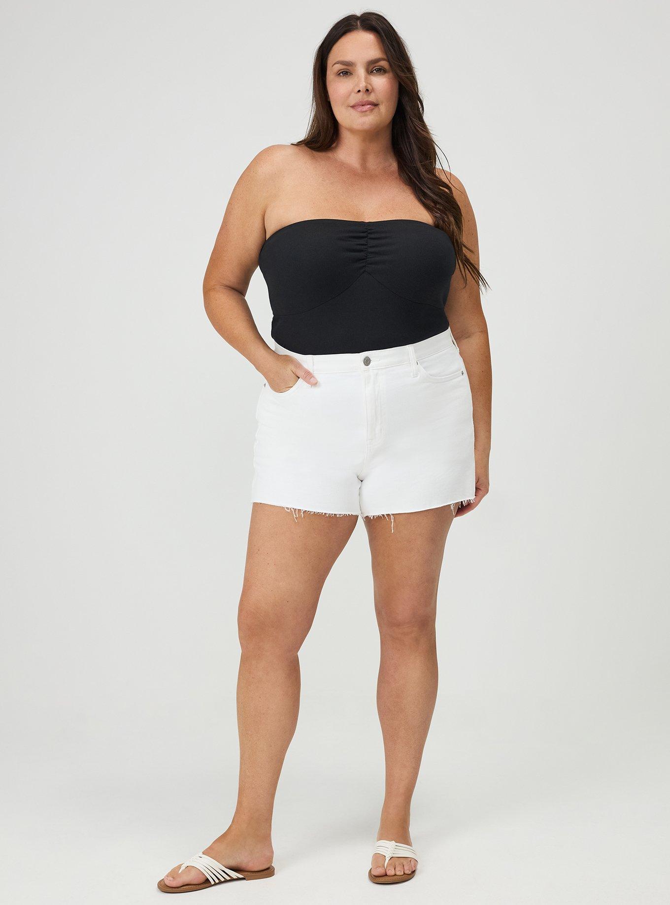 Plus Size Cotton Modal Rib Cinch Front Tube Top, DEEP BLACK, alternate