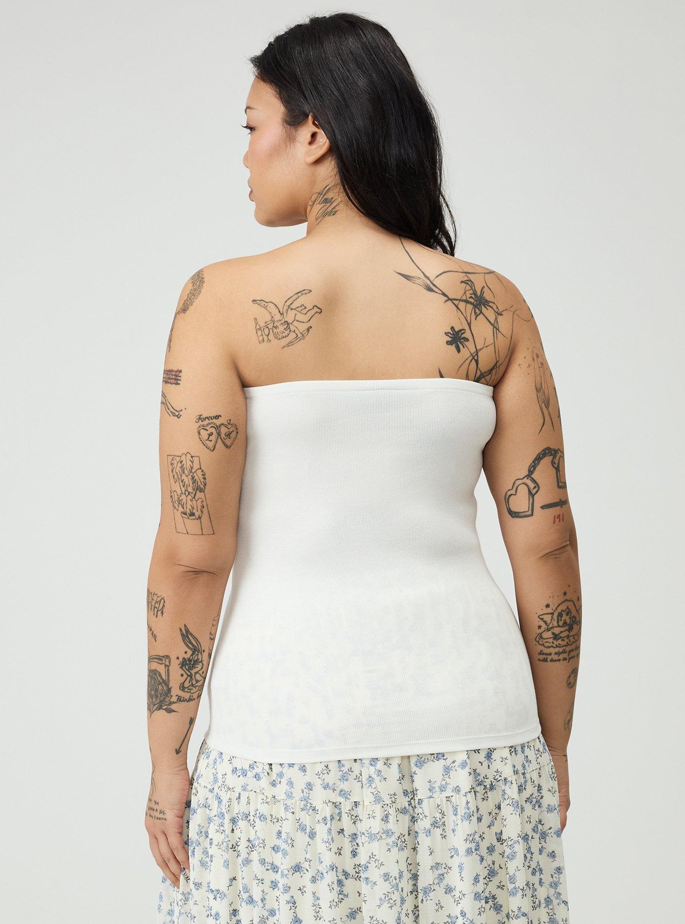 Cotton Modal Rib Cinch Tube Top, BLANC DE BLANC, alternate