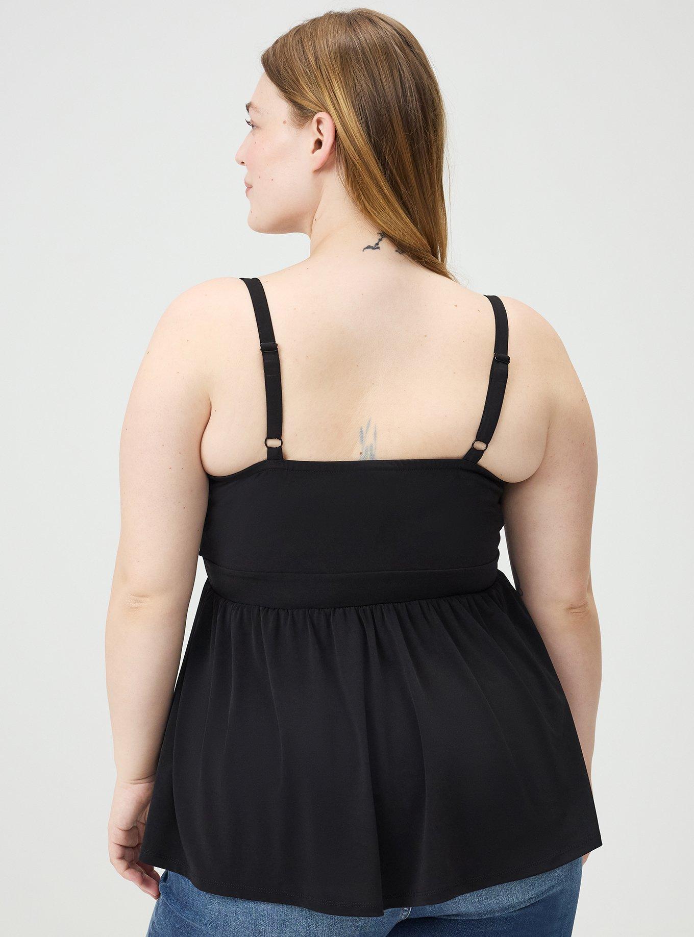 Beaded Keyhole Babydoll Top, DEEP BLACK, alternate