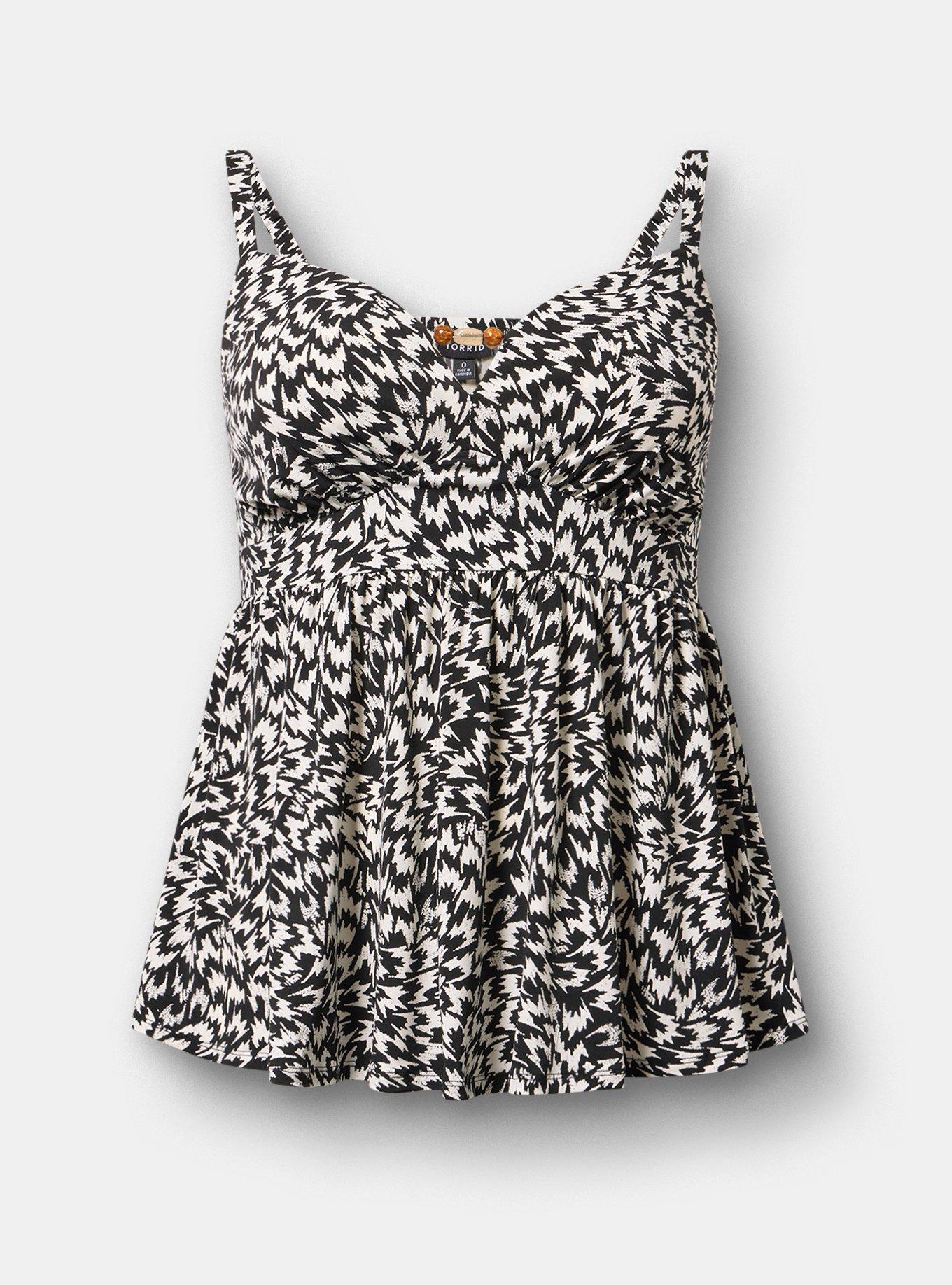 Beaded Keyhole Babydoll Top, WHIRLWIND BLACK, hi-res