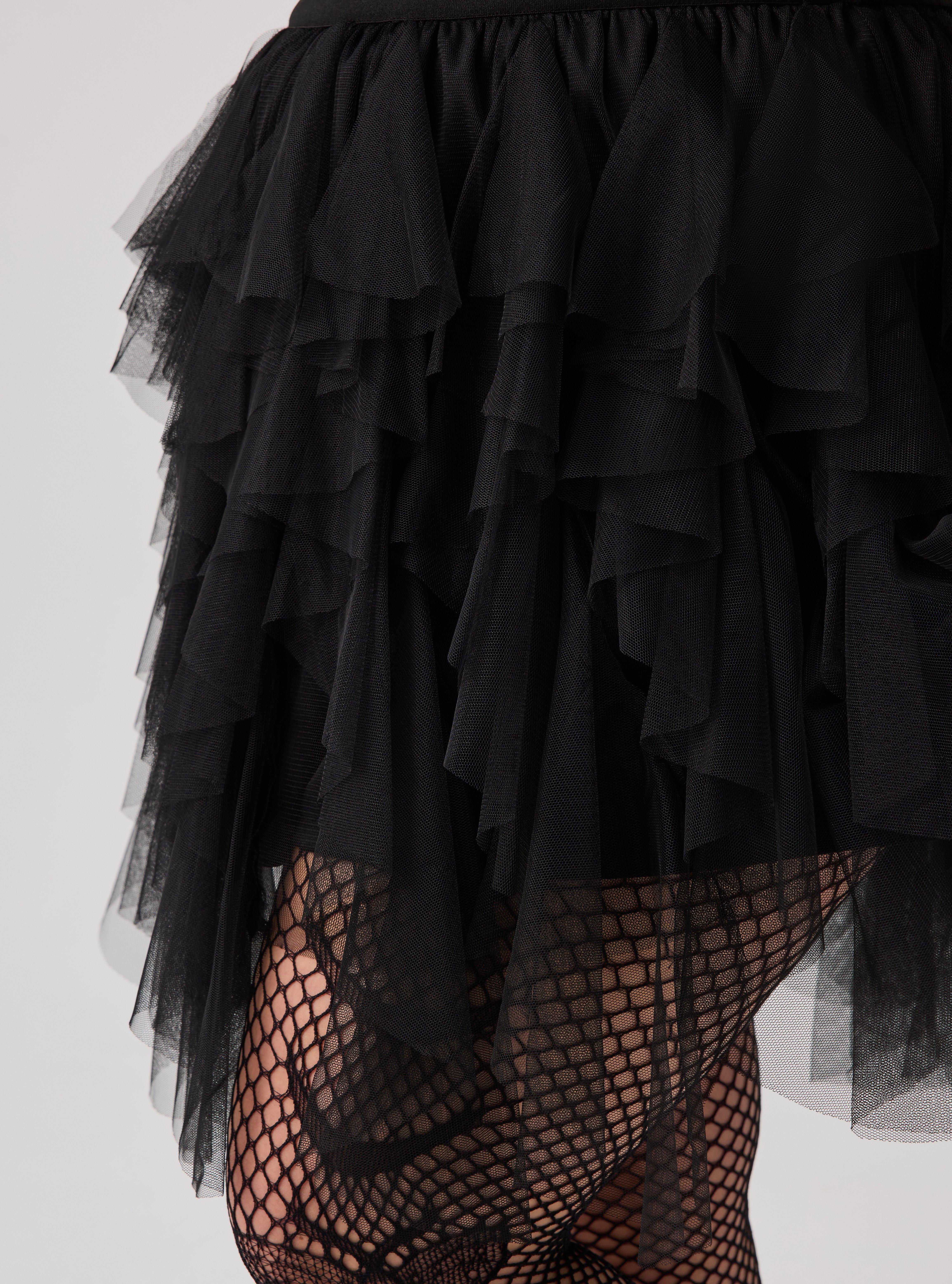 Nightfall Ruffled Tulle Mini Skirt, DEEP BLACK, alternate