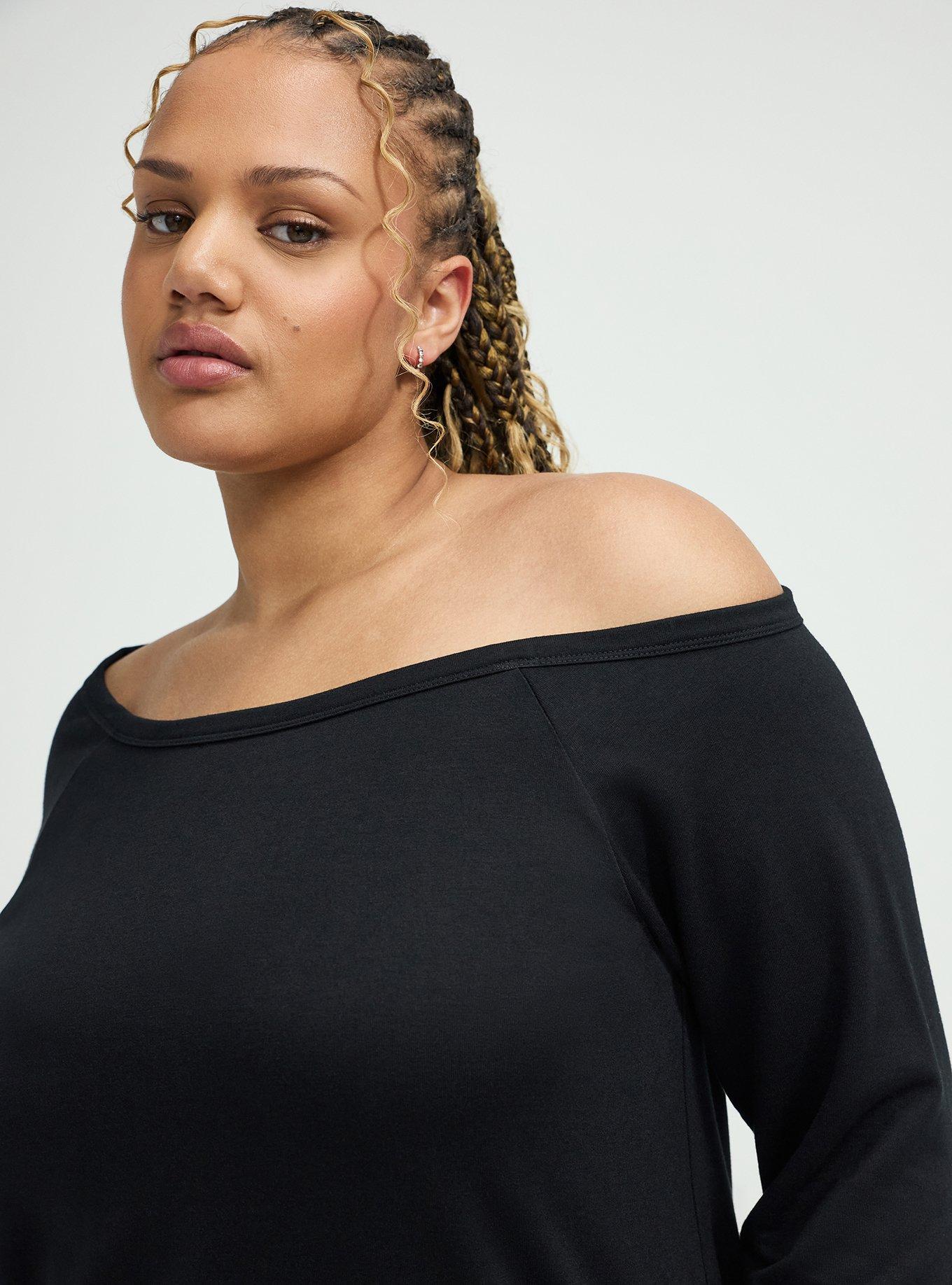 Callie Off-Shoulder Sweatshirt, DEEP BLACK, alternate