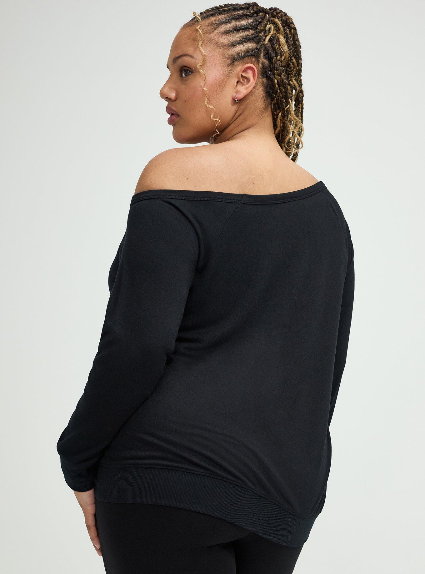 Callie Off-Shoulder Sweatshirt, DEEP BLACK, alternate