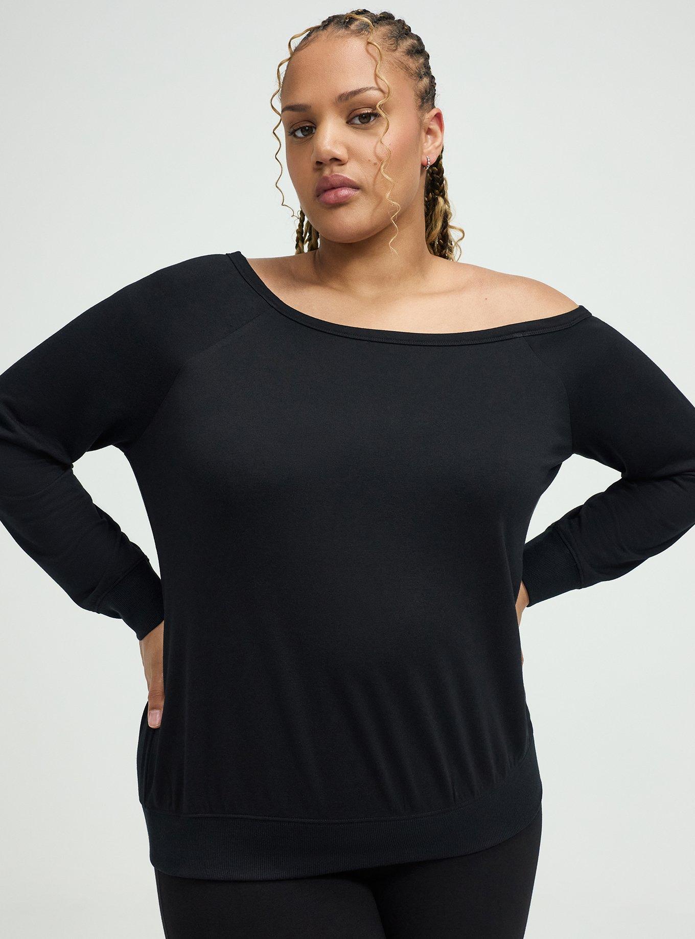 Callie Off-Shoulder Sweatshirt, DEEP BLACK, alternate