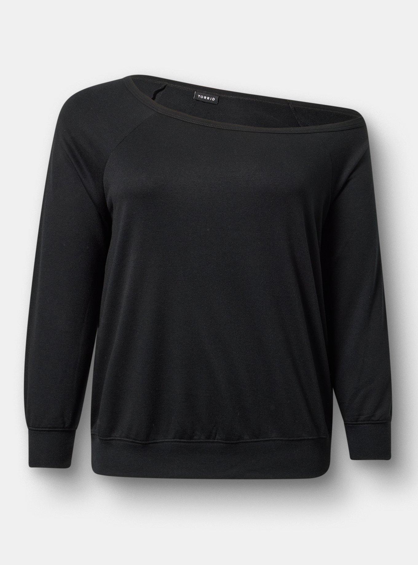 Callie Off-Shoulder Sweatshirt, DEEP BLACK, flat