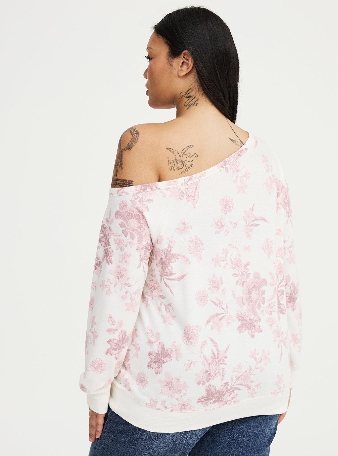 Callie Off-Shoulder Sweatshirt, HOLIDAY VINES PINK, alternate