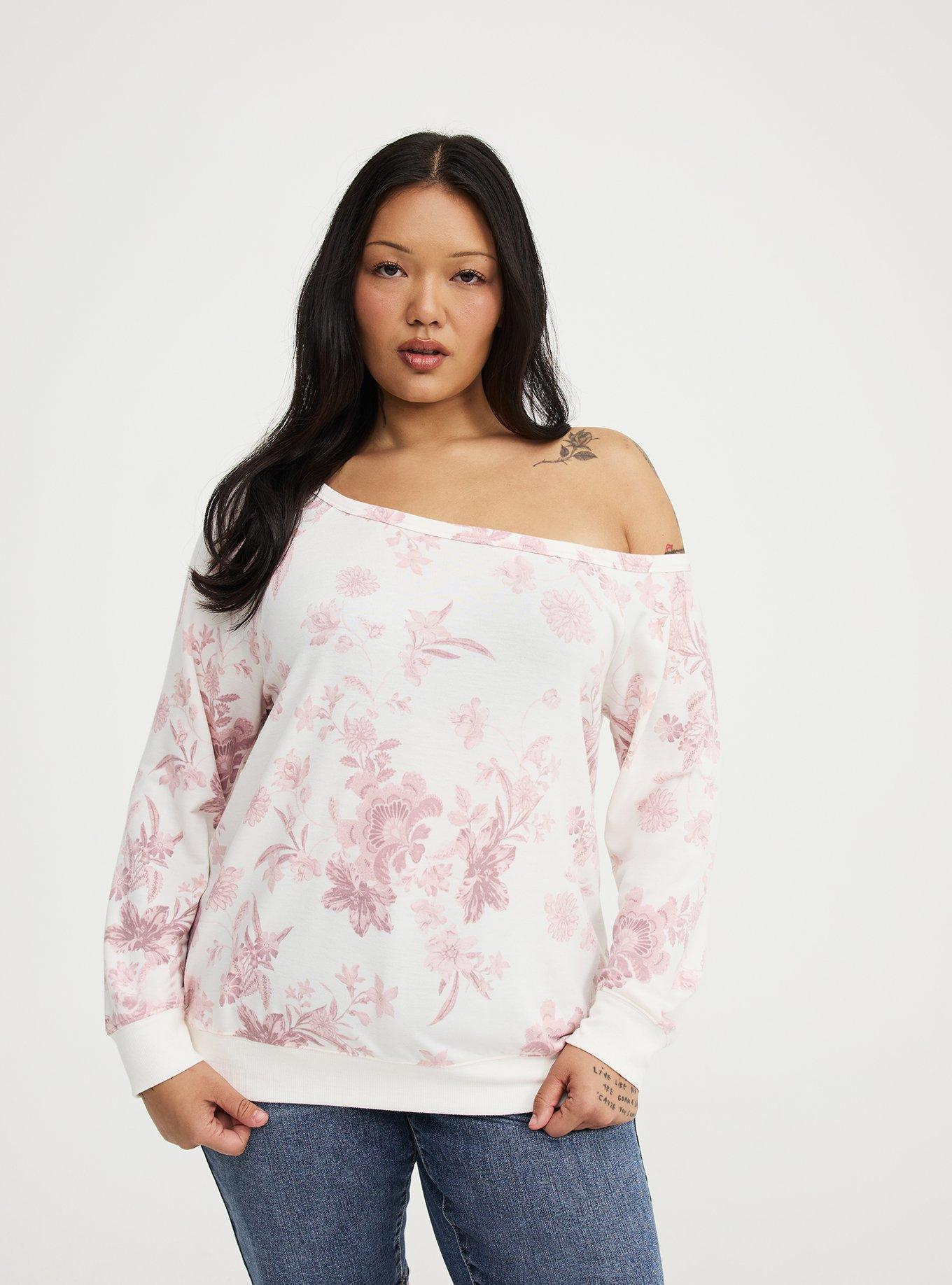 Callie Off-Shoulder Sweatshirt, HOLIDAY VINES PINK, alternate