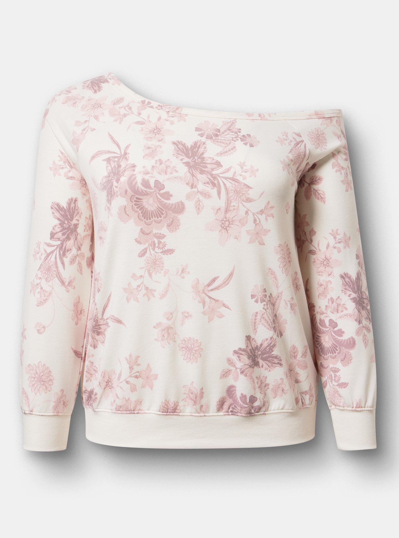 Callie Off-Shoulder Sweatshirt, HOLIDAY VINES PINK, hi-res