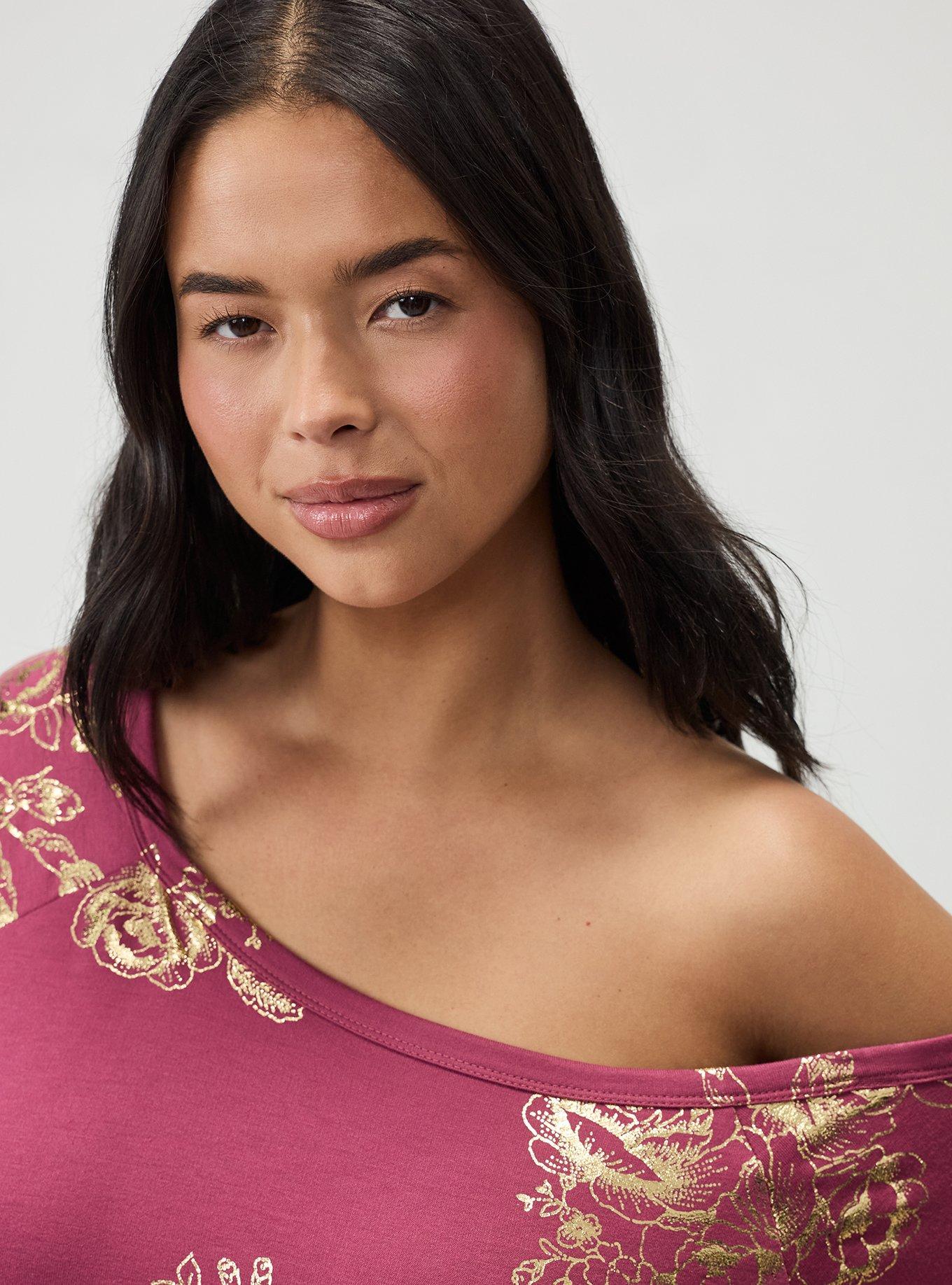 Callie Off-Shoulder Sweatshirt, SOLO FLORAL PLUM, alternate