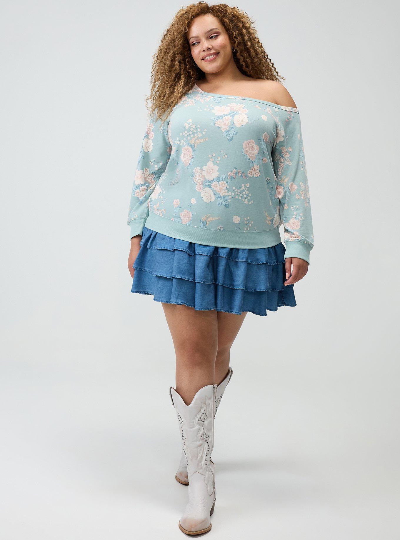 Callie Off-Shoulder Sweatshirt, WILD BOUQUET MINT, alternate